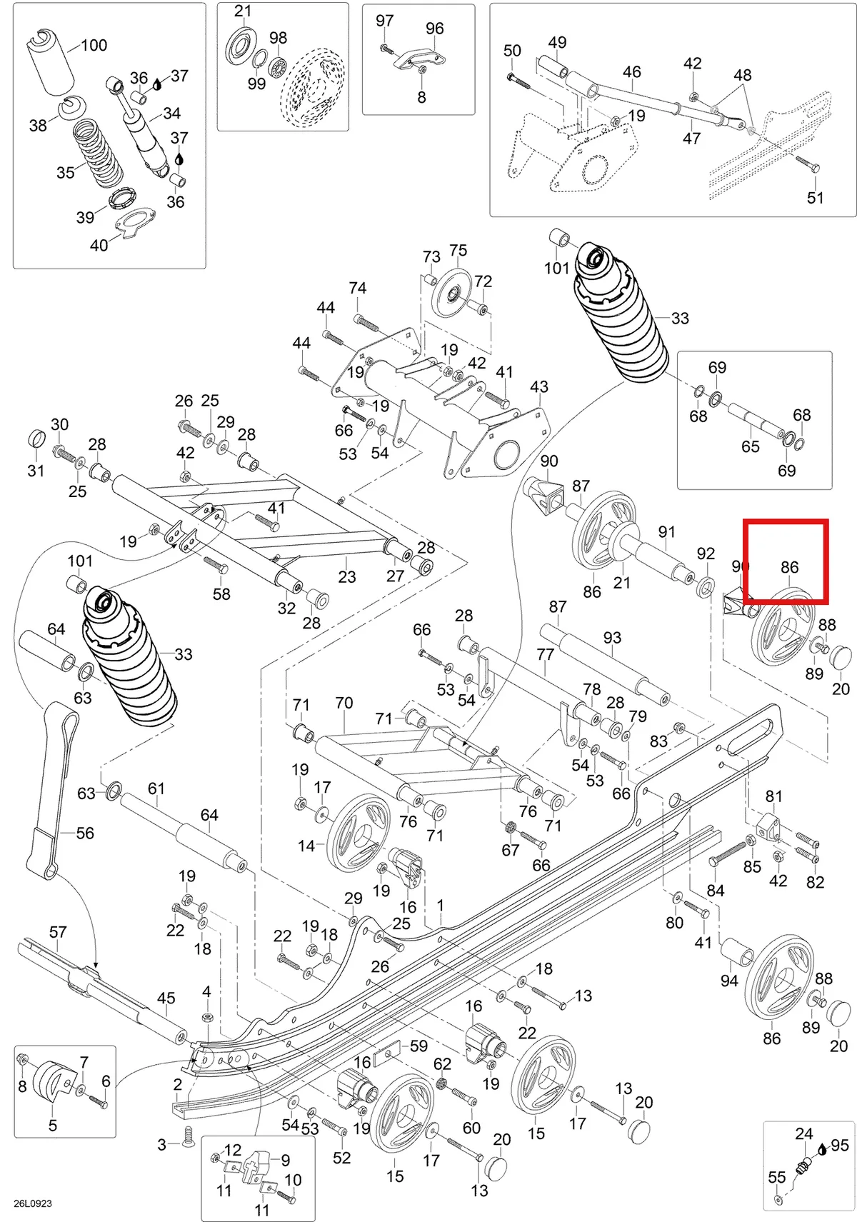 Деталь 605253615 (Деталь Upper Arm) на схеме узла 08- Rear Suspension