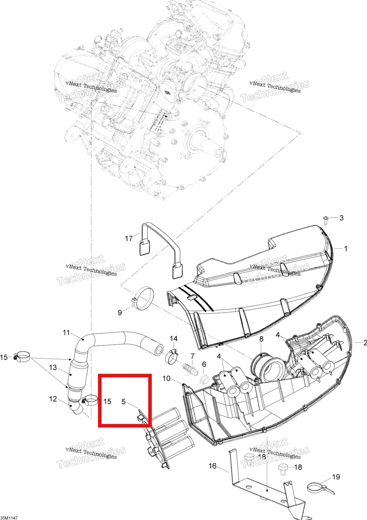 Деталь 605253649 (Деталь Ventury Tube Set) на схеме узла 2012 Ski-Doo Skandic SWT V800 YetiII Air Intake System