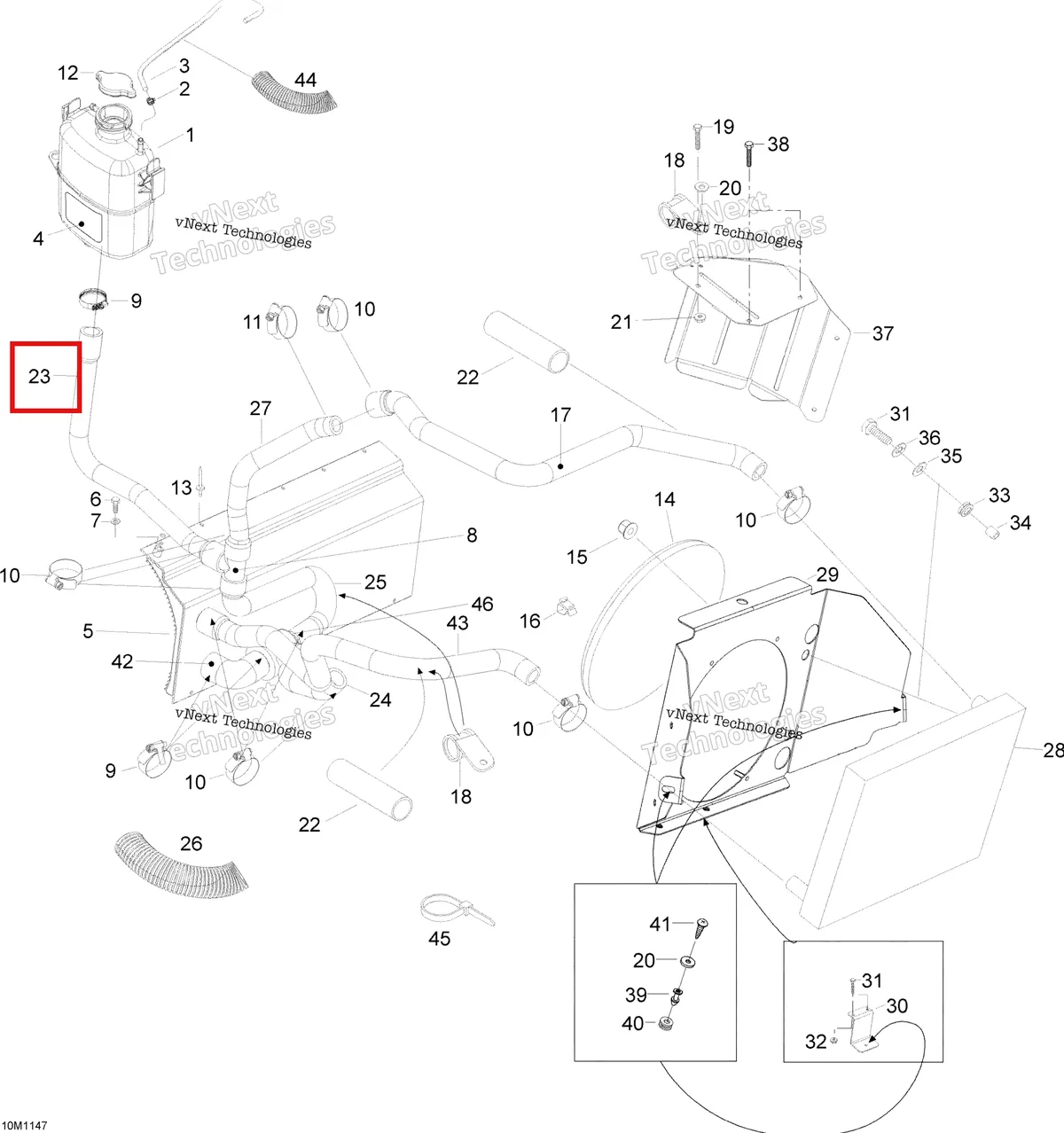 Деталь 605253689 (Шланг) на схеме узла 2012 Ski-Doo Skandic SWT V800 YetiII Cooling System