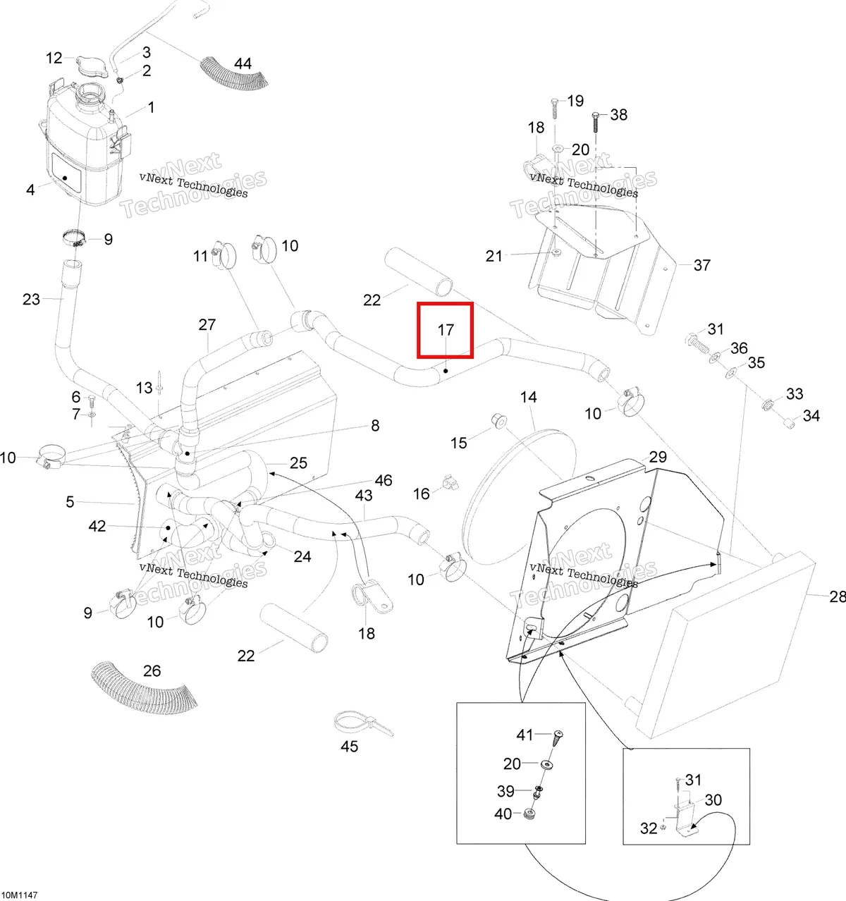Деталь 605253694 (Шланг) на схеме узла 2012 Ski-Doo Skandic SWT V800 YetiII Cooling System
