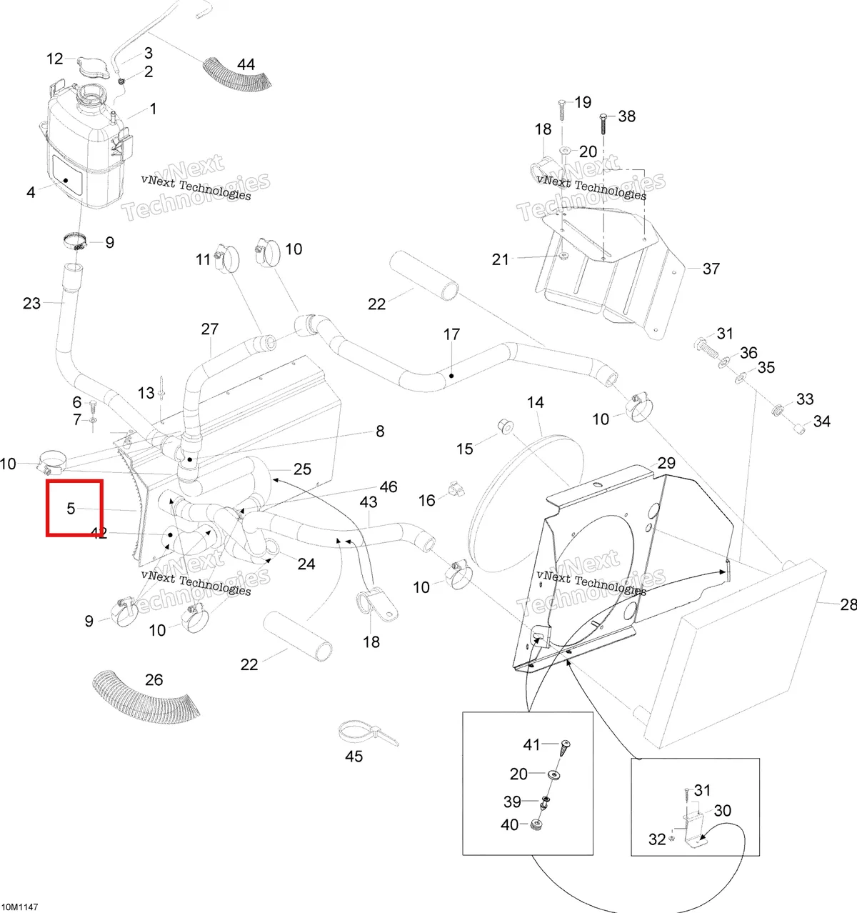 Деталь 605253699 (Радиатор) на схеме узла 2012 Ski-Doo Skandic SWT V800 YetiII Cooling System