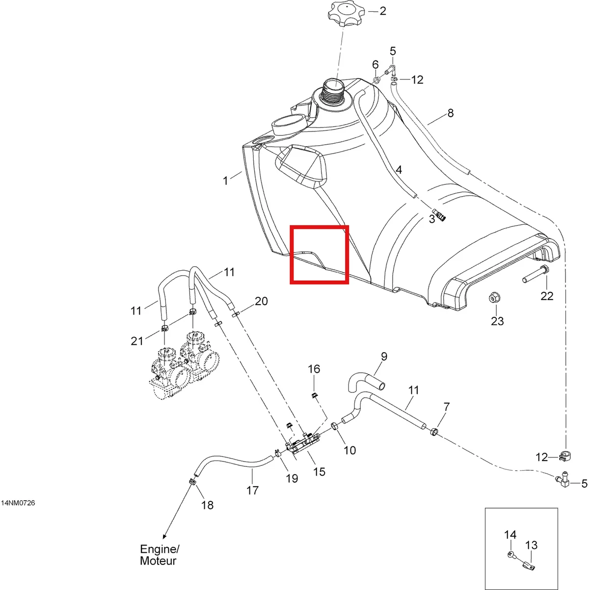 Деталь 605253731 (Топливный бак) на схеме узла 02- Fuel System
