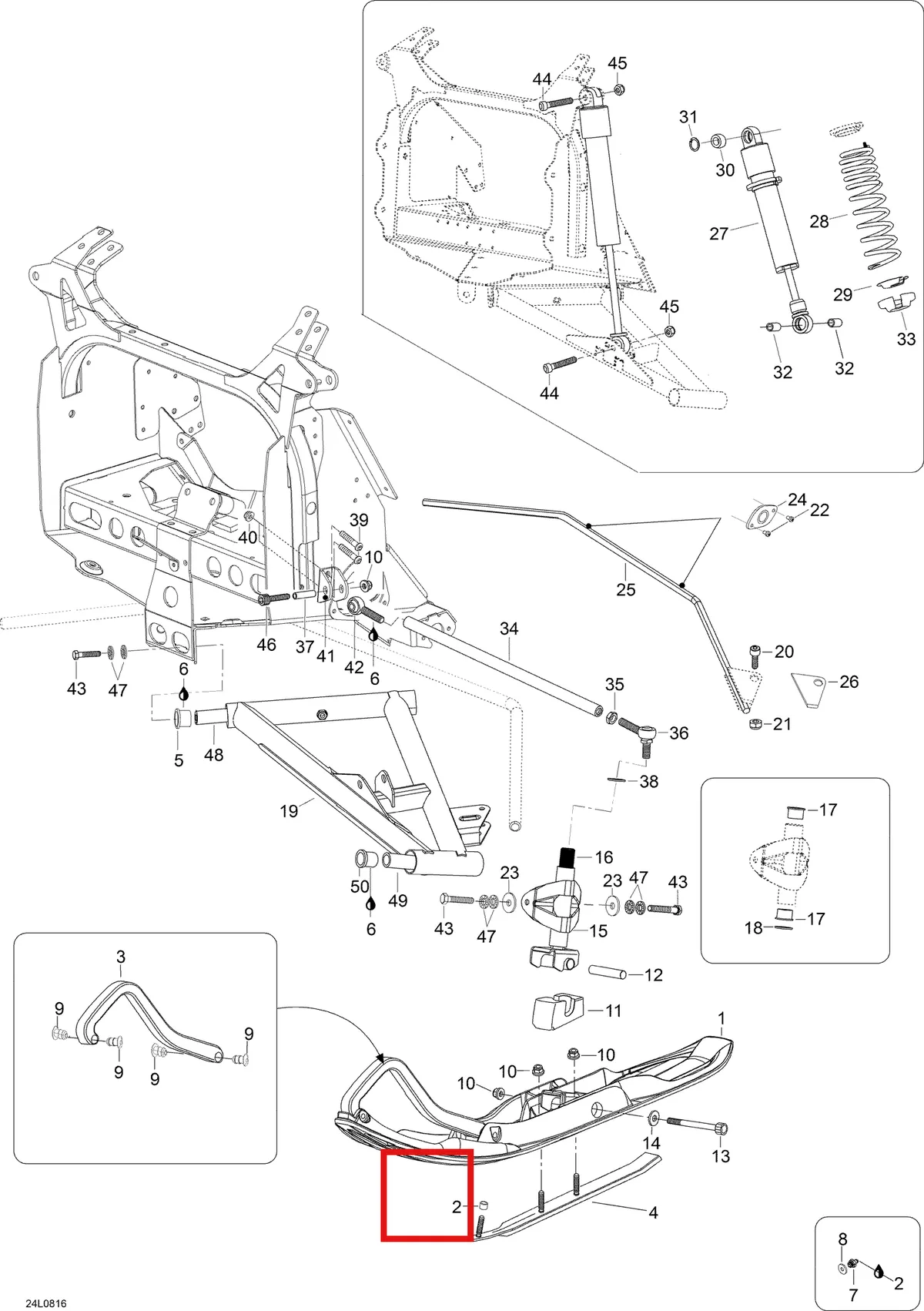 Деталь 605253874 (Деталь R.h. Lower Arm  Full Moon) на схеме узла 07- Front Suspension And Ski