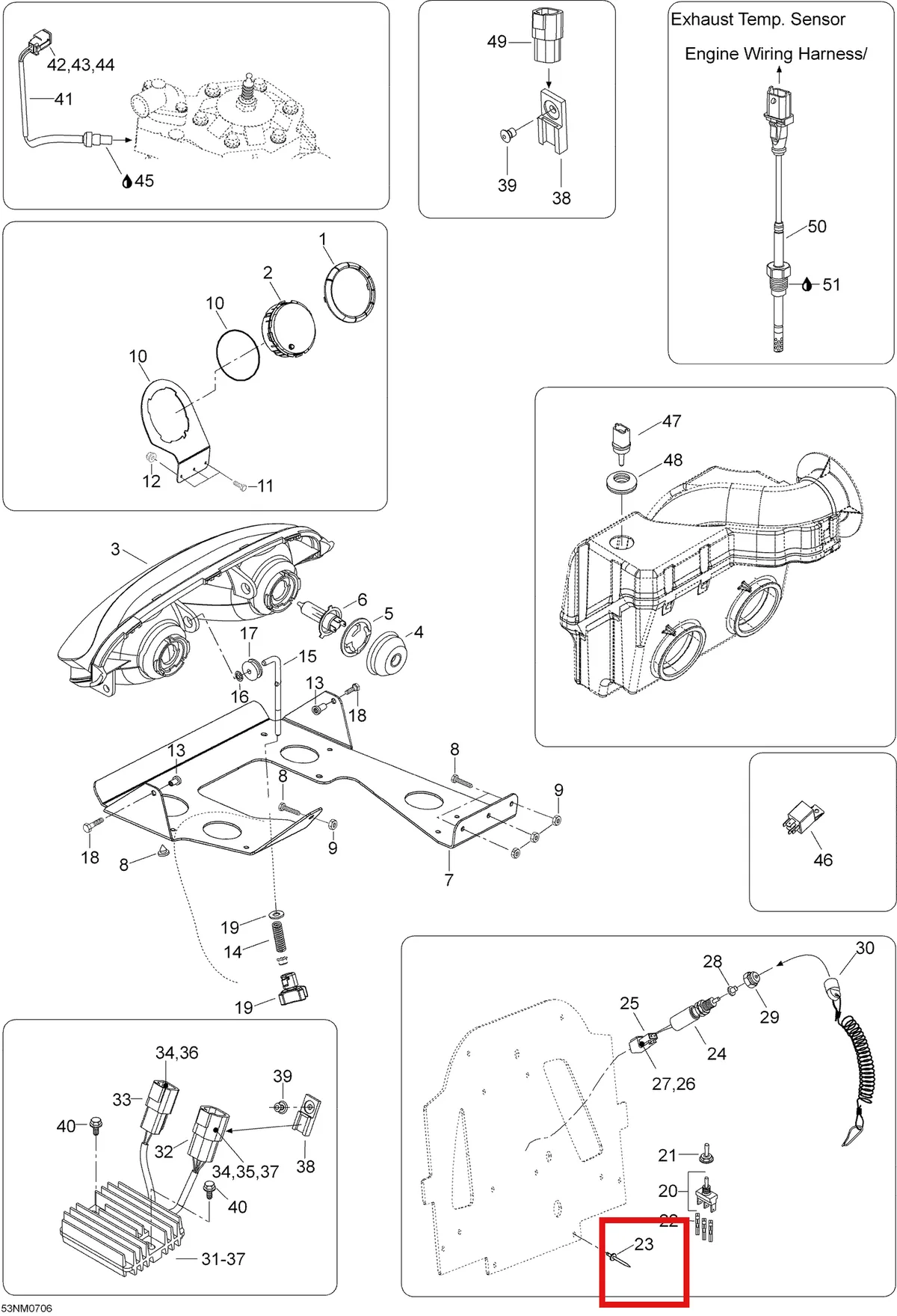Деталь 605253885 (Деталь Headlamp Support) на схеме узла 10- Electrical Accessories