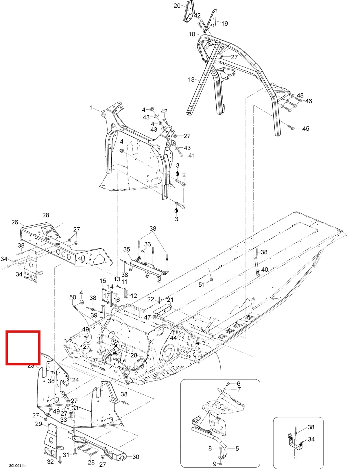 Деталь 605253894 (Передняя Опора) на схеме узла 09- Frame And Components