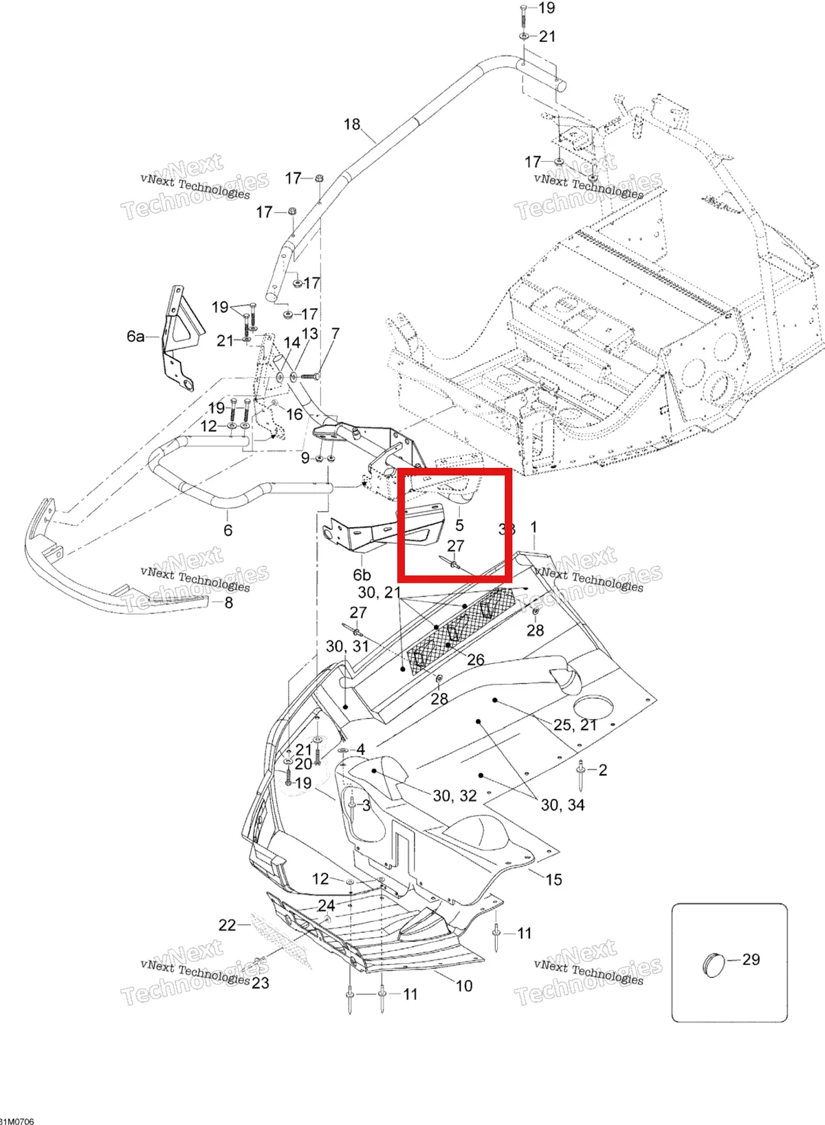 Деталь 605253916 (Суппорт) на схеме узла 2007 Ski-Doo Expedition TUV V800 Bottom Pan
