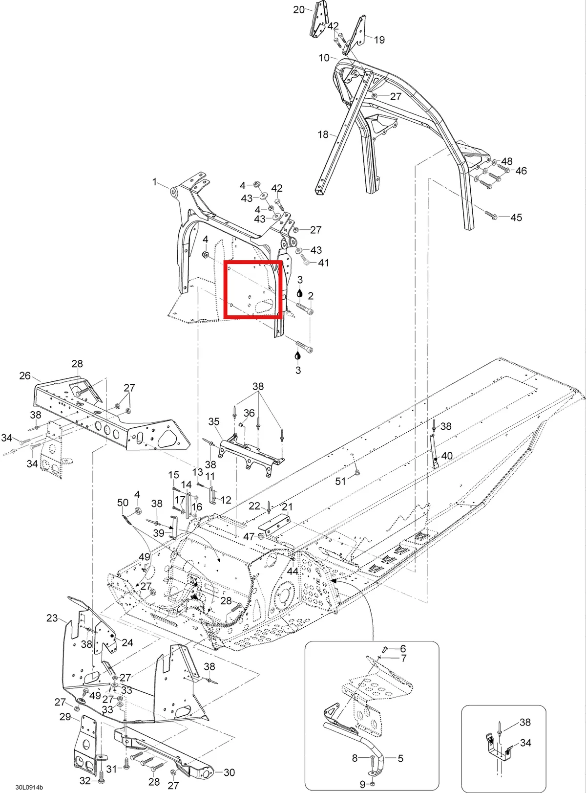 Деталь 605253944 (Суппорт) на схеме узла 09- Frame And Components