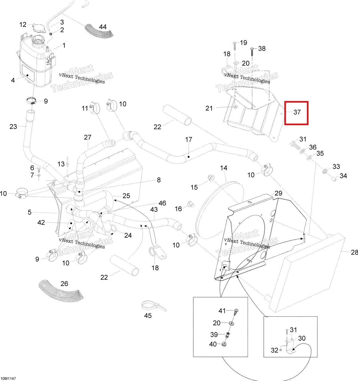 Деталь 605254458 (Деталь Deflector Plate) на схеме узла 2012 Ski-Doo Skandic SWT V800 YetiII Cooling System