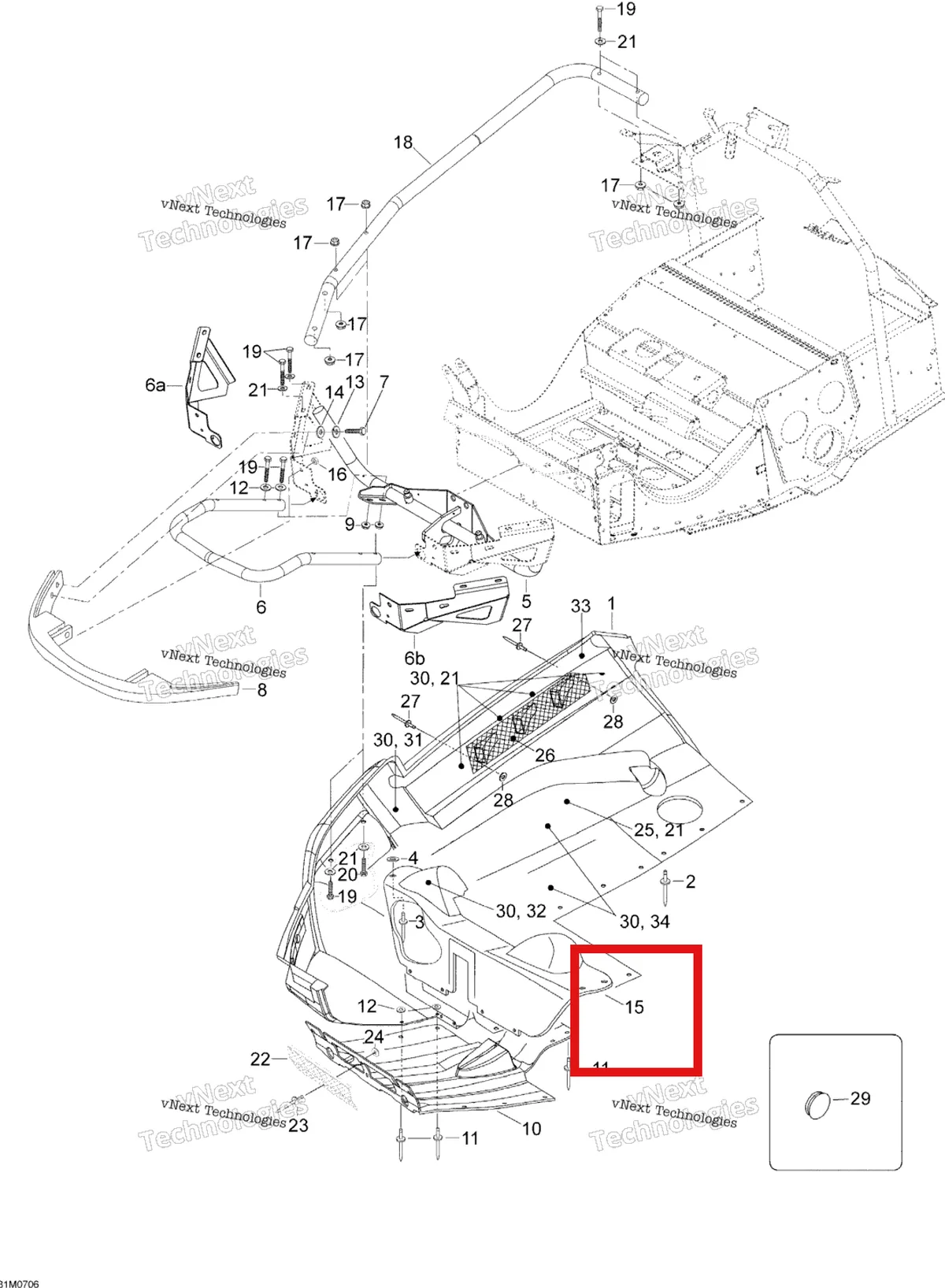 Деталь 605254459 (Крышка) на схеме узла 2007 Ski-Doo Expedition TUV V800 Bottom Pan