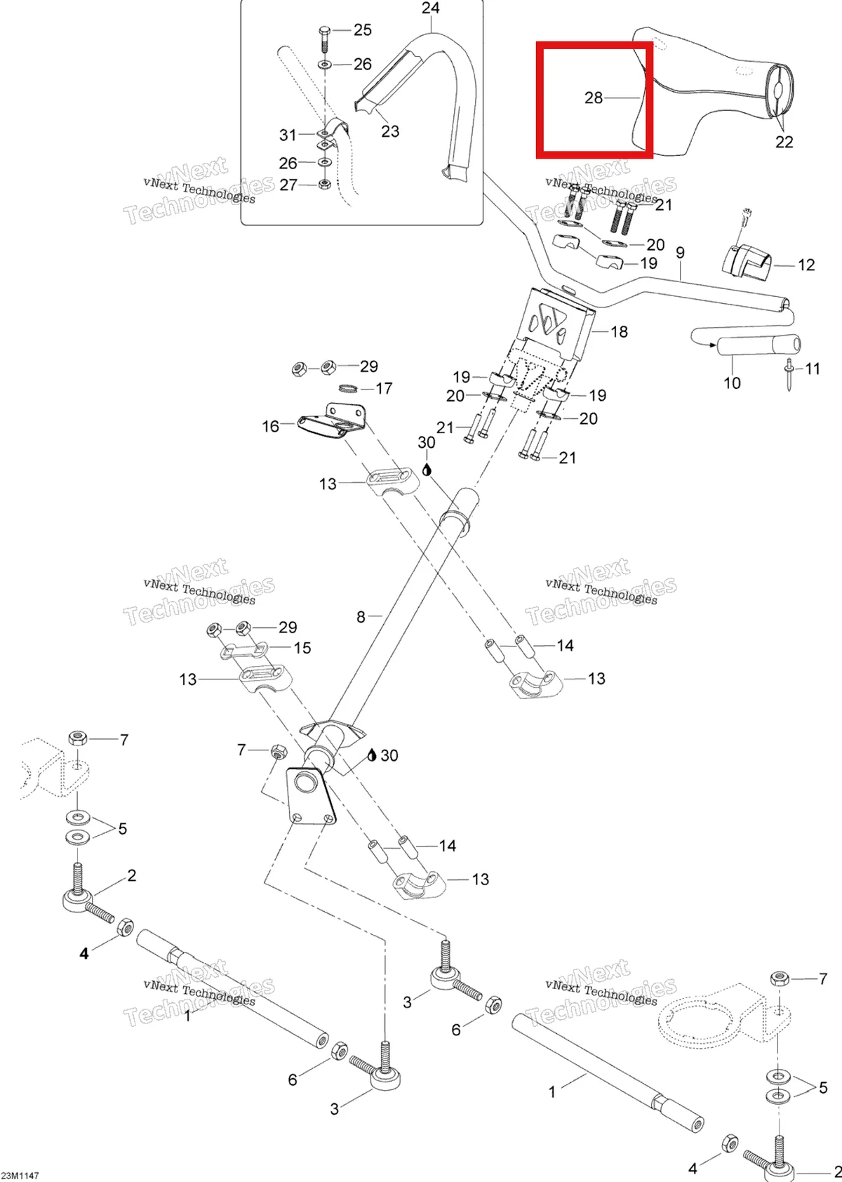 Деталь 605254571 (Крышка) на схеме узла 2012 Ski-Doo Skandic SWT V800 YetiII Steering