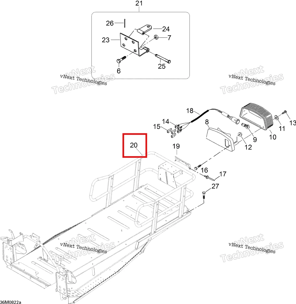 Деталь 605254575 на схеме узла 2008 Ski-Doo Skandic SWT 550F Luggage Rack Swt 550F