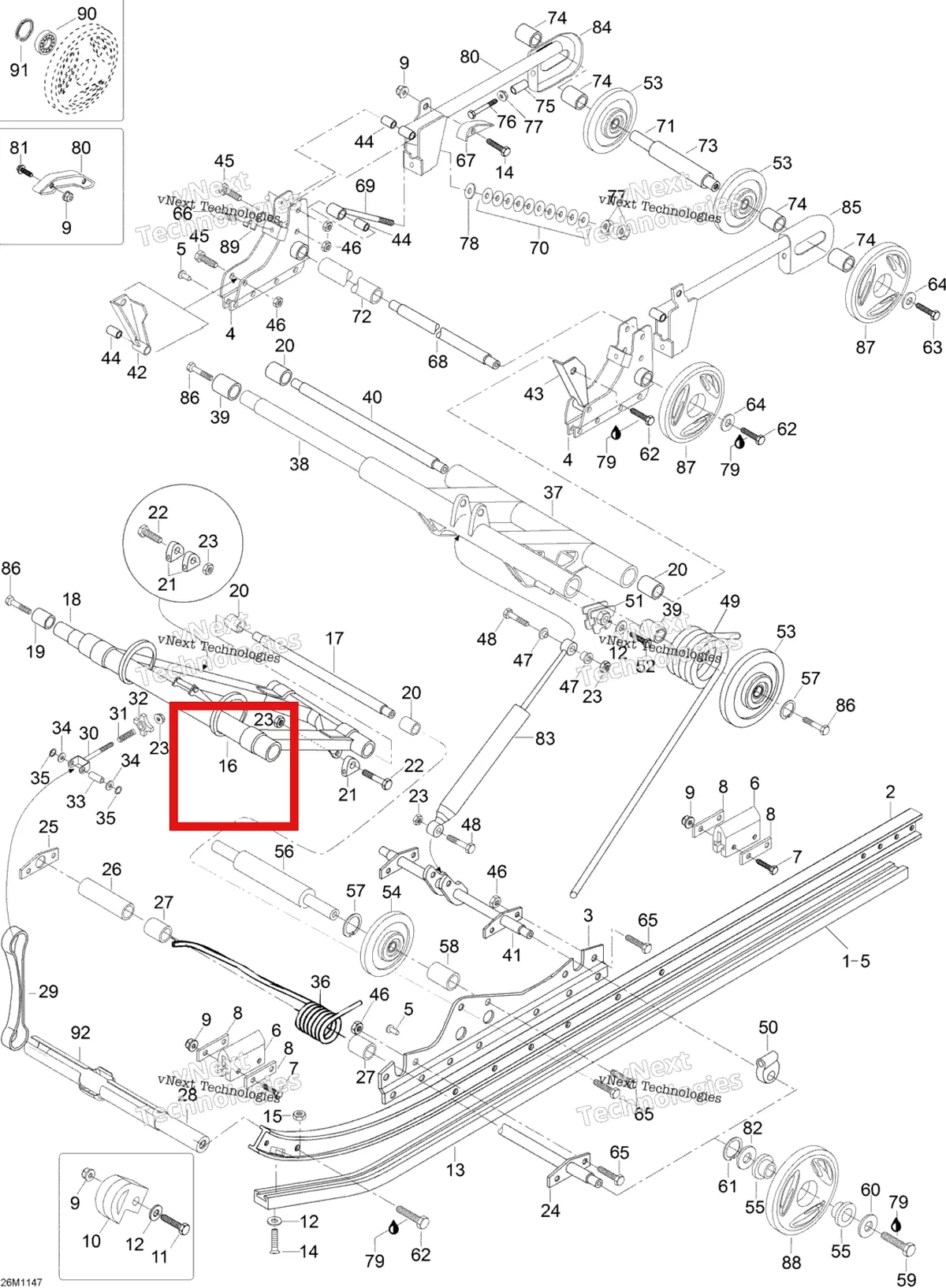 Деталь 605254837 (Передний Рычаг) на схеме узла 2012 Ski-Doo Skandic SWT V800 YetiII Rear Suspension
