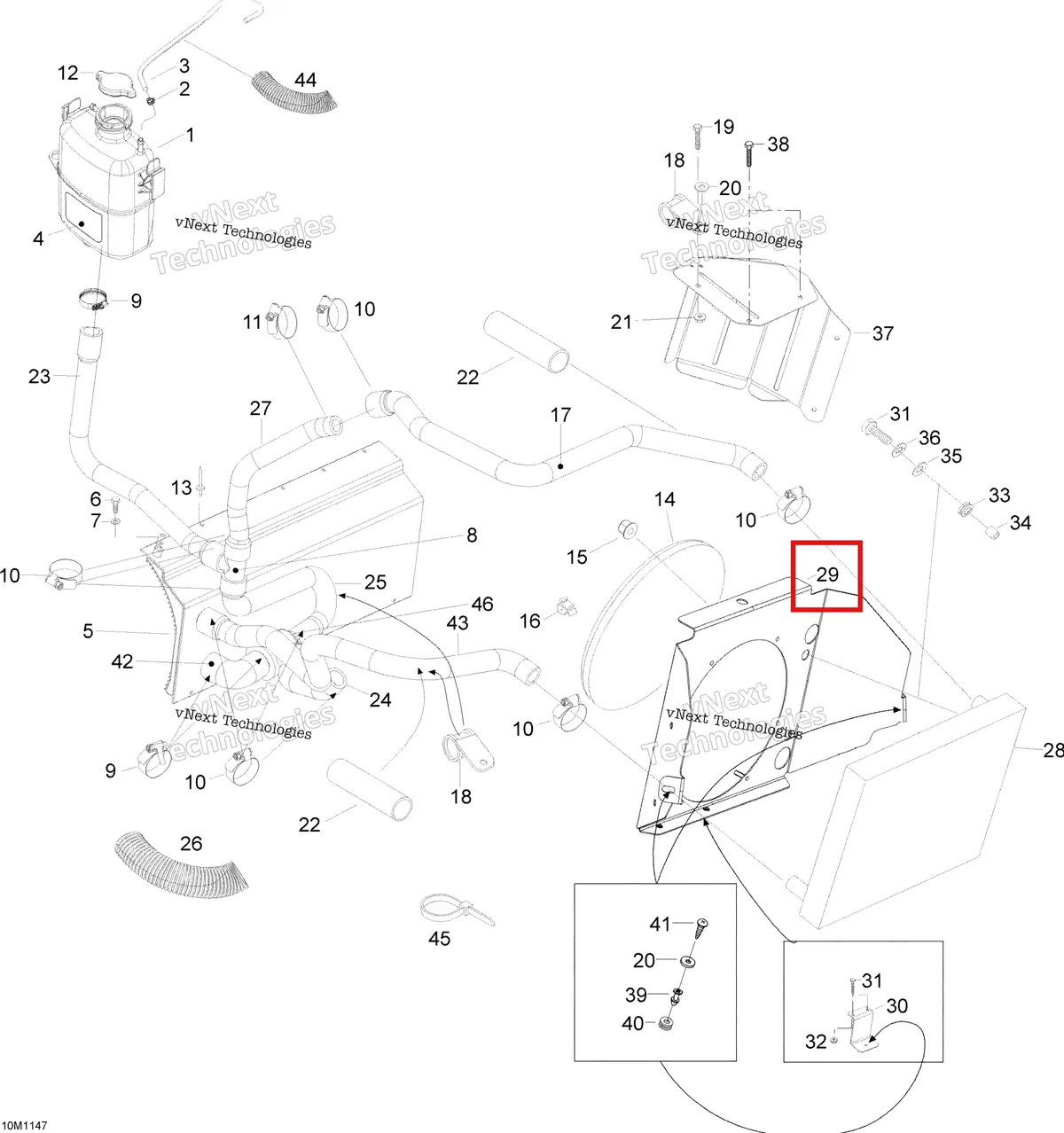 Деталь 605254916 (Опорная Плита) на схеме узла 2012 Ski-Doo Skandic SWT V800 YetiII Cooling System