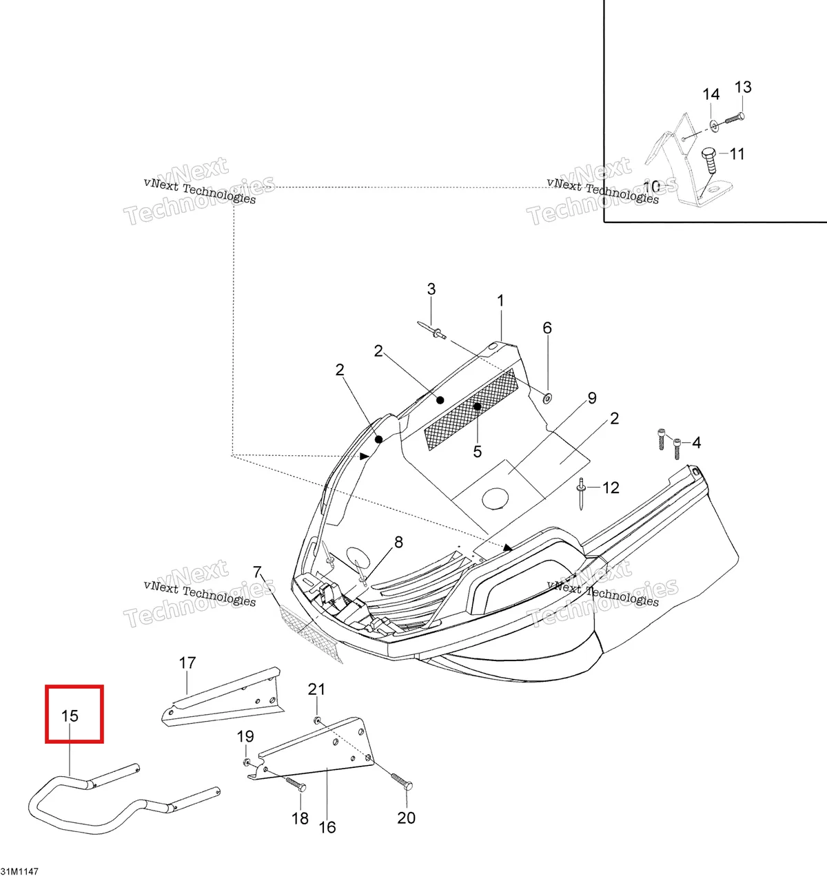 Деталь 605255112 (Амортизатор ударов) на схеме узла 2012 Ski-Doo Skandic SWT V800 YetiII Bottom Pan