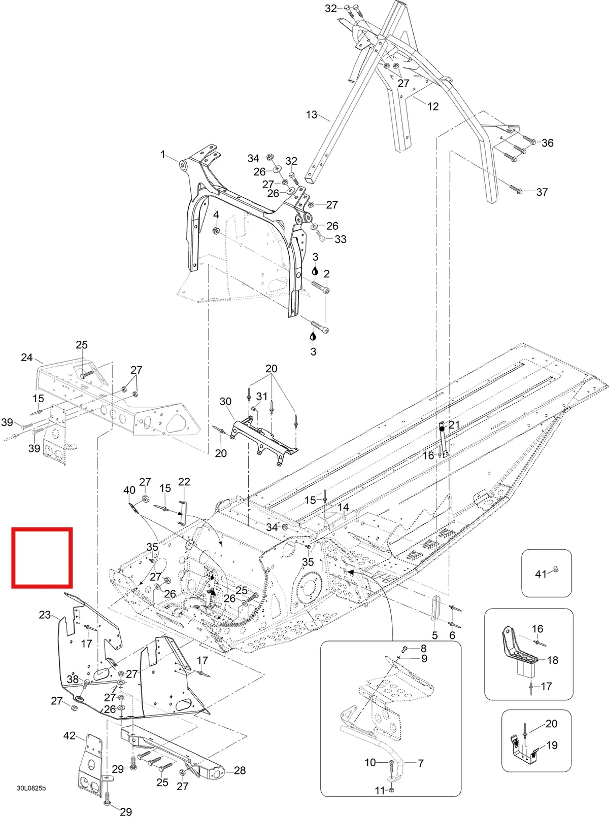 Деталь 605255143 (Передняя Опора) на схеме узла 09- Frame And Components
