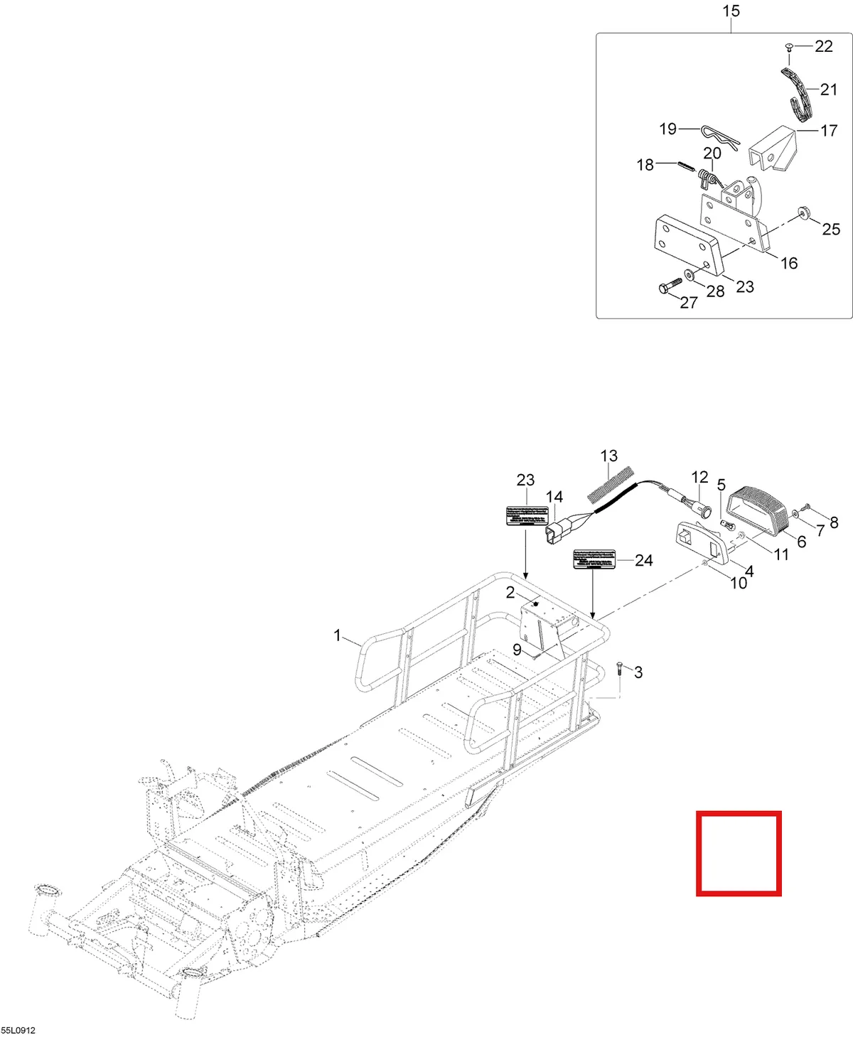 Деталь 605255163 (Деталь Tail Lamp Plate) на схеме узла 09- Rack