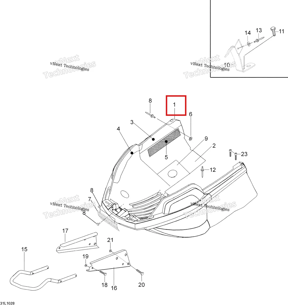 Деталь 605255246 на схеме узла 2010 Ski-Doo Skandic WT 600 Bottom Pan