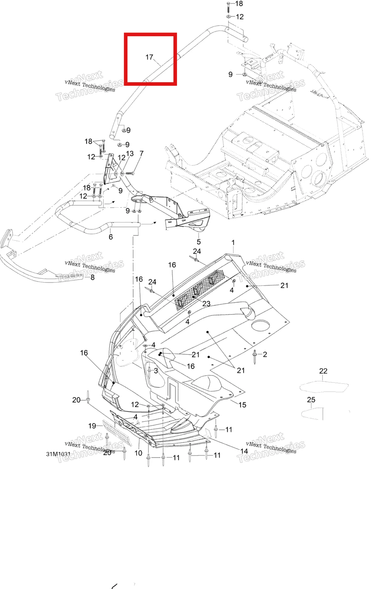 Деталь 605255395 (Деталь Side Bumper) на схеме узла 2010 Ski-Doo Skandic SUV 550F Bottom Pan