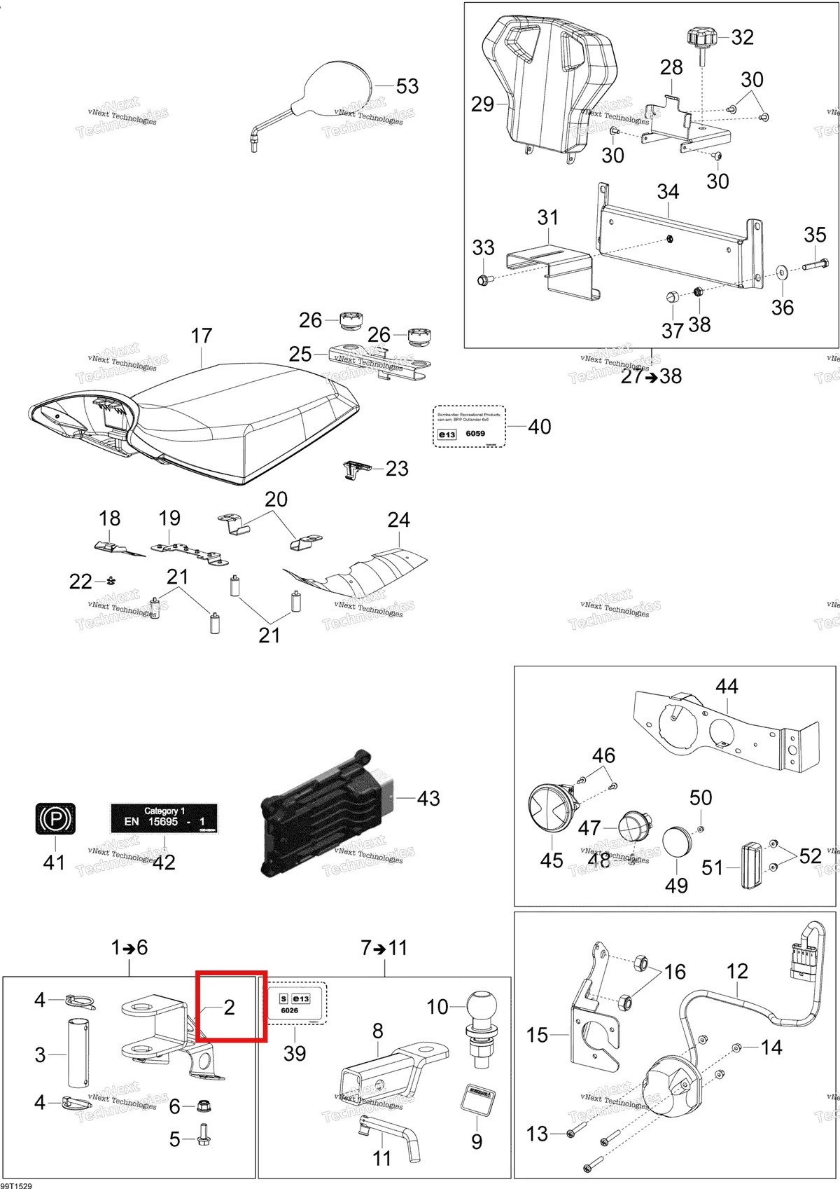 Деталь 605256497 на схеме узла 2015 Can-Am OUTLANDER 6X6 1000 EFI T3 Parts