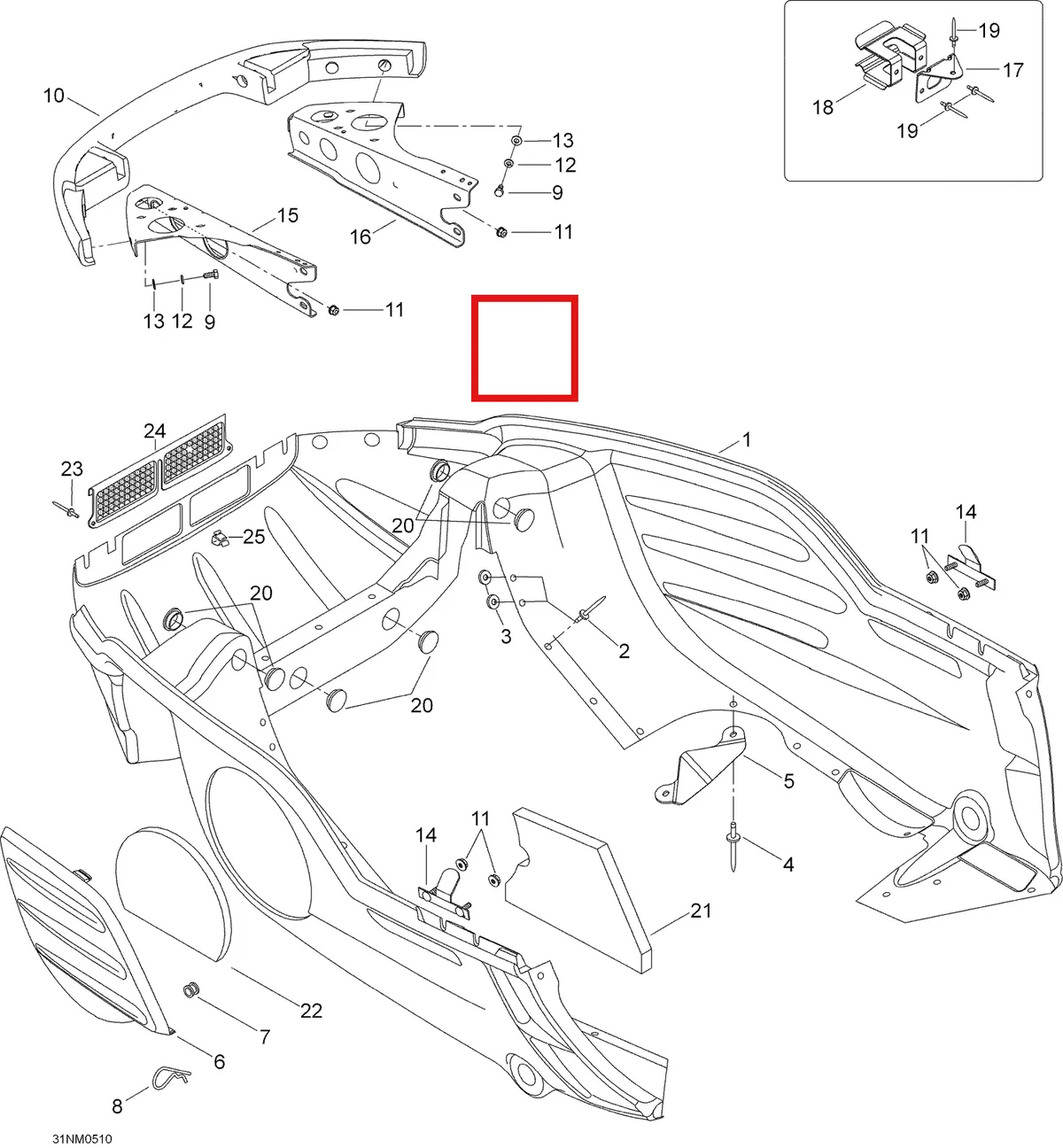 Деталь 605348391 (Деталь R.h. Support. Enduro 400 R.c.) на схеме узла 09- Bottom Pan, 400RC
