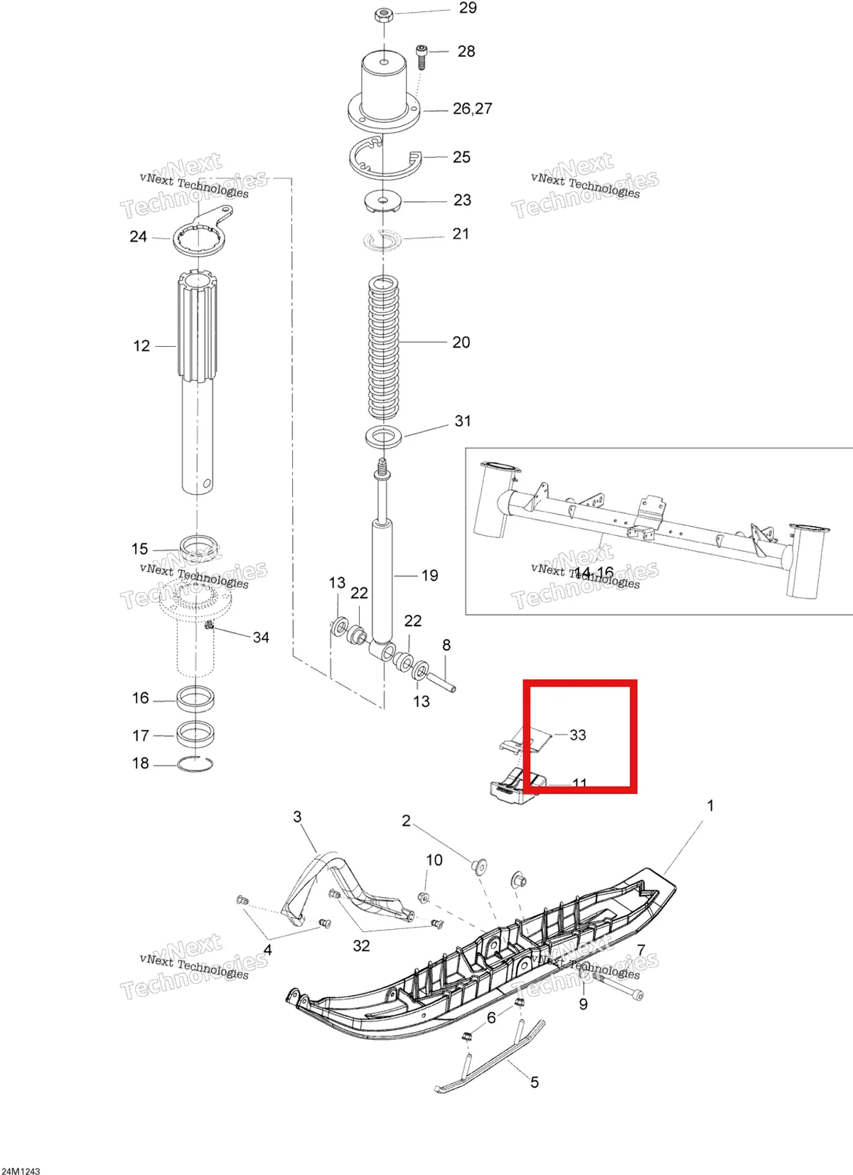 Деталь 605348437 (Опорная Плита) на схеме узла Front Suspension And Ski