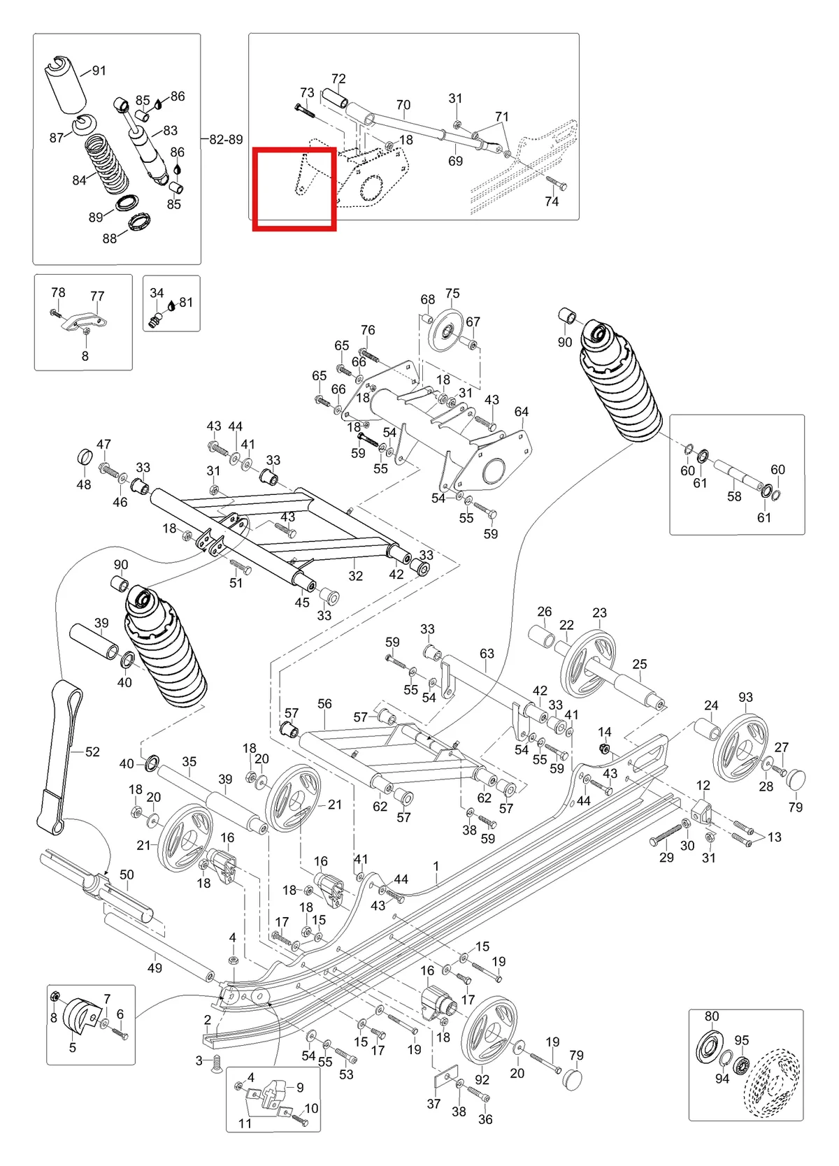 Деталь 605348903 (Деталь Shock, Center (46 Mm)) на схеме узла 08- Rear Suspension