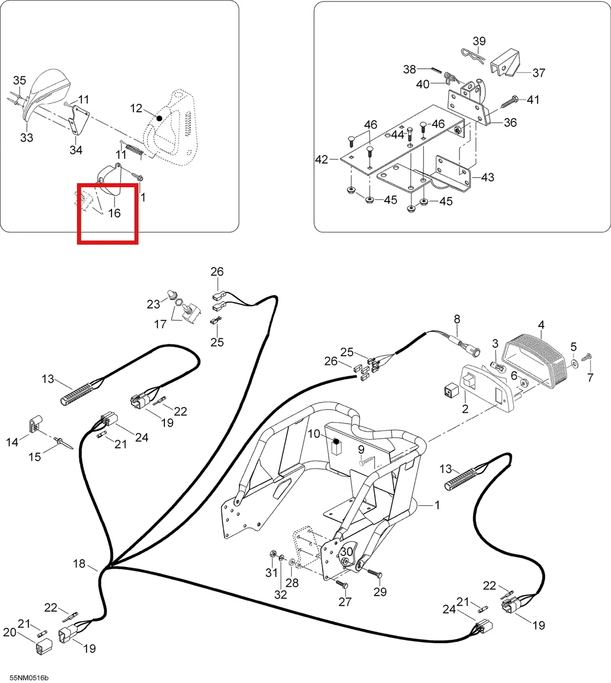 Деталь 605348912 (Деталь L.h. Bracket Hand Grip) на схеме узла 09- Rack, Explorer 550