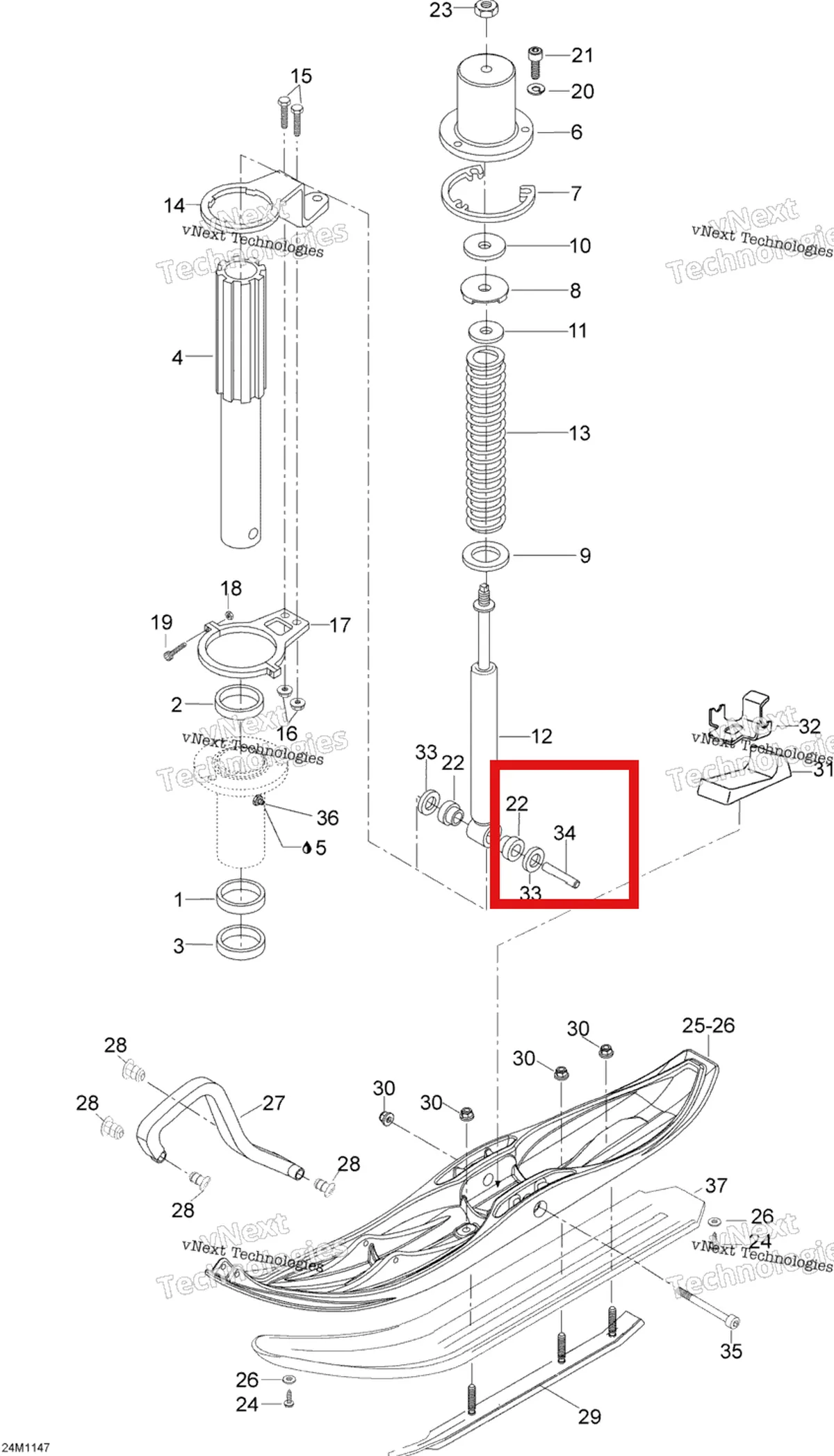 Деталь 605348921 (Проставка Ski-Doo Skandic SWT (2009) (605348921)) на схеме узла 2012 Ski-Doo Skandic SWT V800 YetiII Front Suspension And Ski