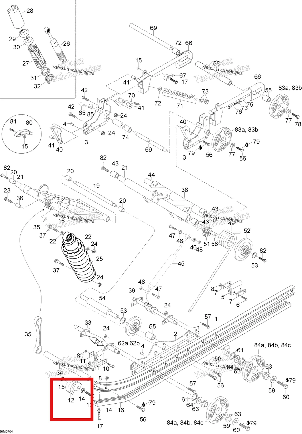 Деталь 605348954 (Деталь Slide Piece) на схеме узла 2007 Ski-Doo Skandic LT 440F Rear Suspension