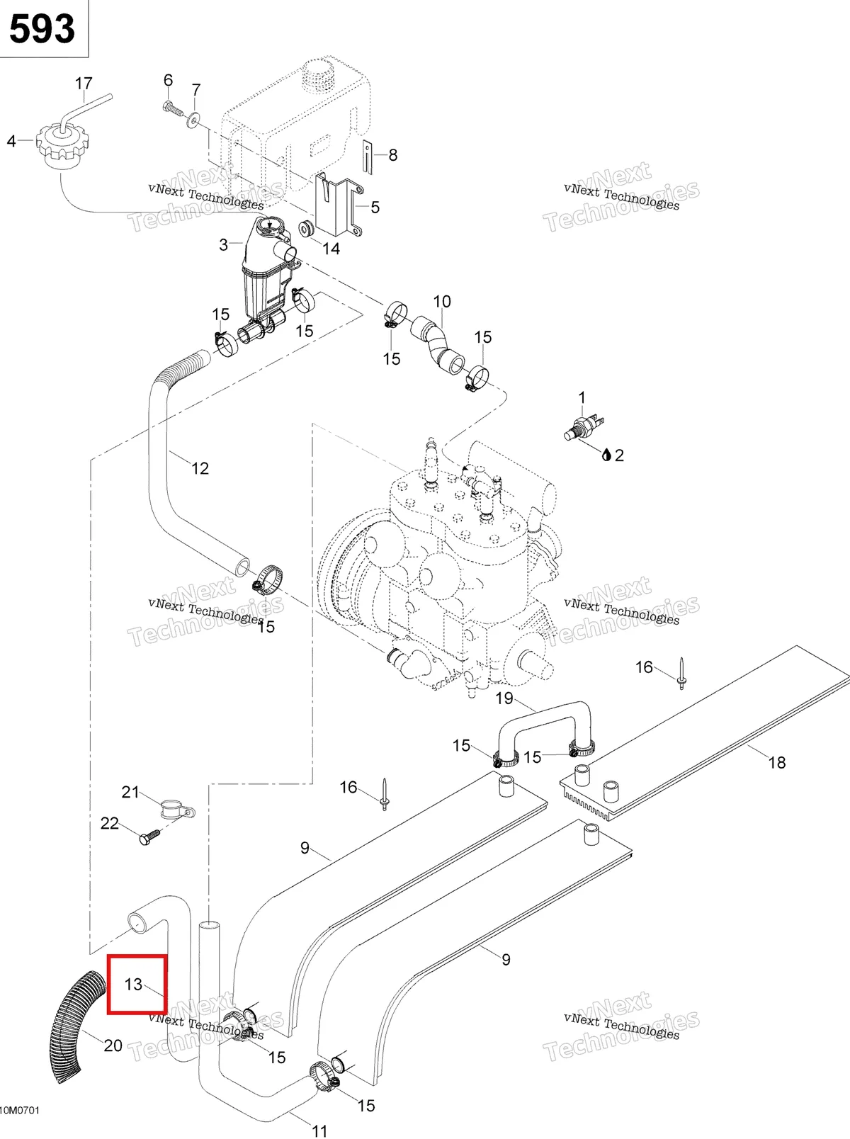 Деталь 605349198 (Деталь Hose, Tank->radiator) на схеме узла
