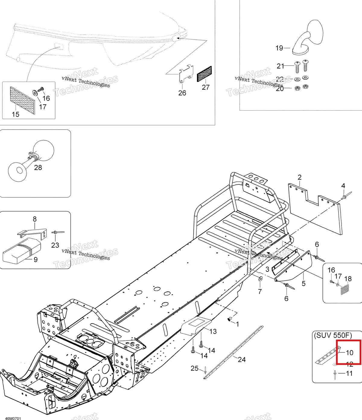 Деталь 605349264 (Протектор) на схеме узла 2007 Ski-Doo Skandic SUV 550F Utilities 550F Suv