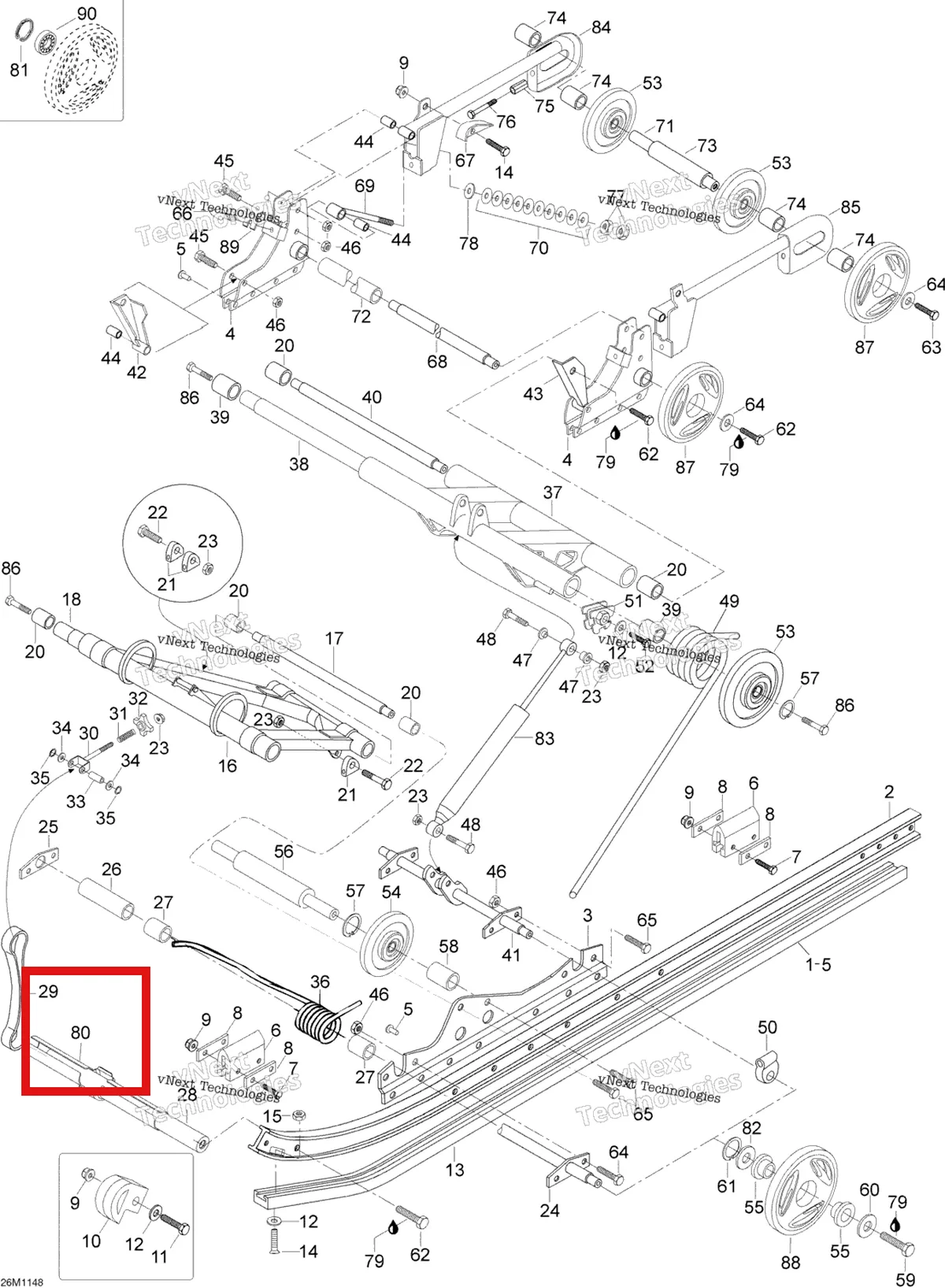 Деталь 605349381 (Деталь Retainer, Stopper Strap) на схеме узла 2011 Ski-Doo Skandic WT 550F YetiII Rear Suspension