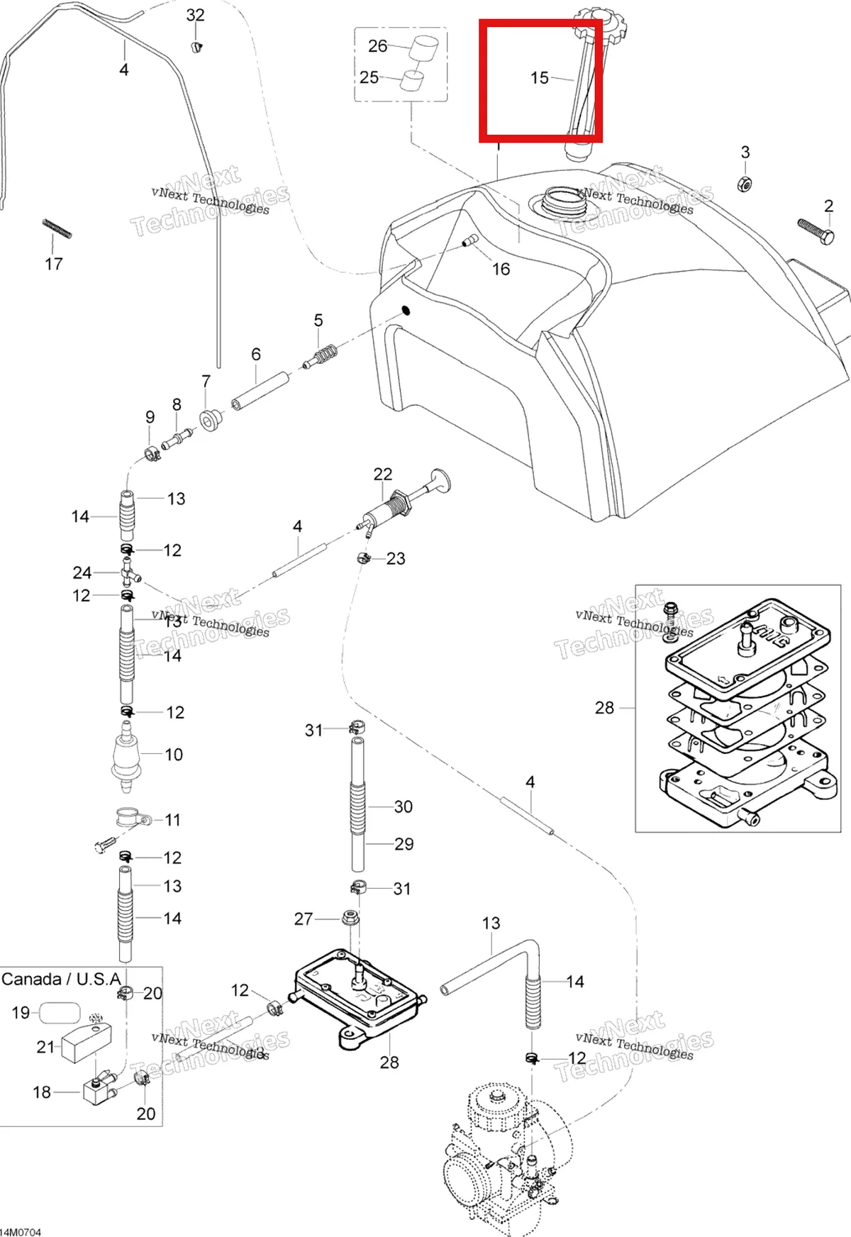 Деталь 605349994 (Крышка) на схеме узла 2007 Ski-Doo Skandic LT 440F Fuel System