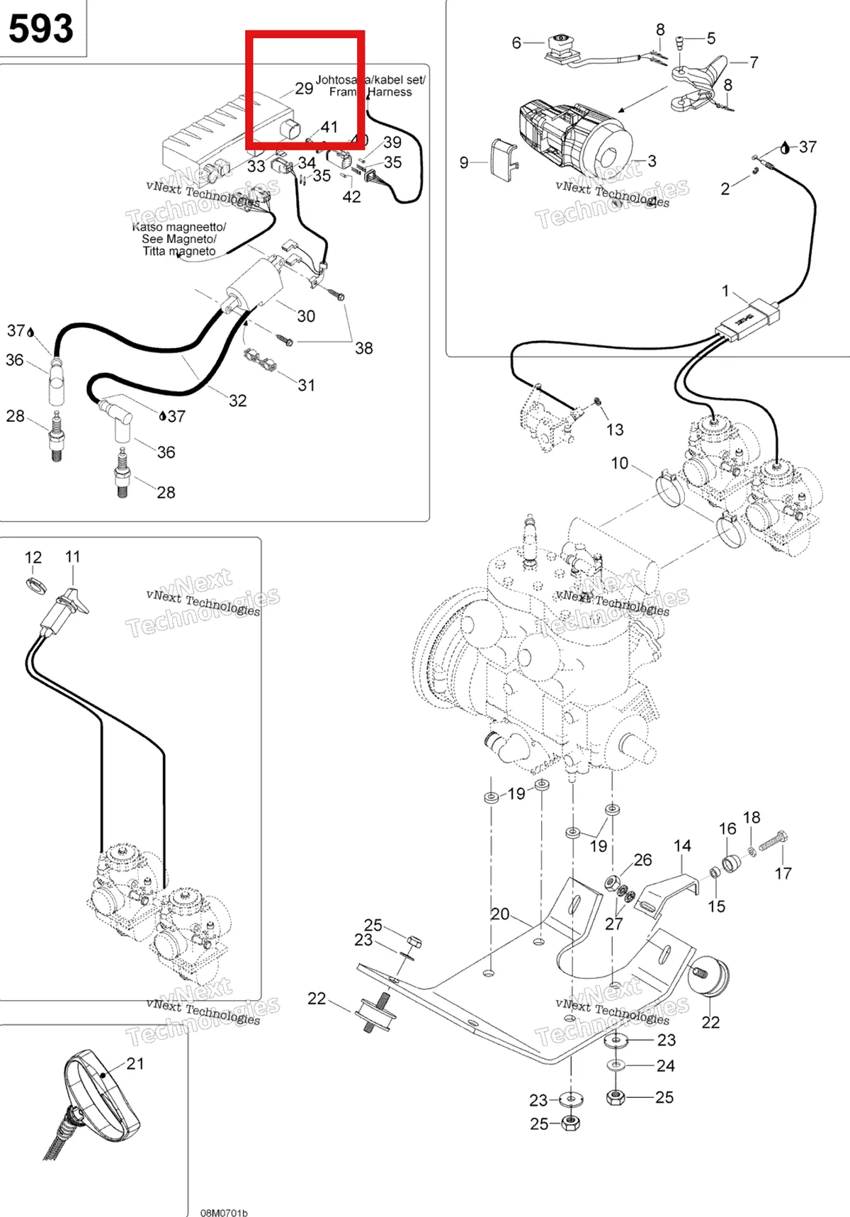 Деталь 605350037 (Деталь Mpem-module) на схеме узла 2007 Ski-Doo Skandic SUV 600 Engine And Engine Support 600 Suv