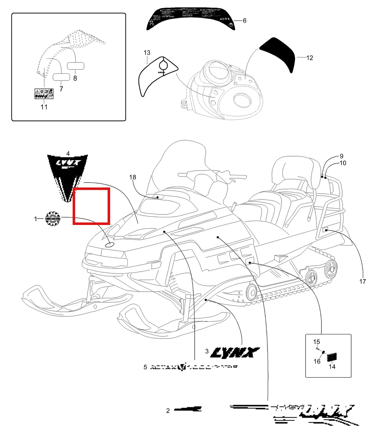 Деталь 605350080 (Деталь Front Decal, Hood) на схеме узла 09- Decals