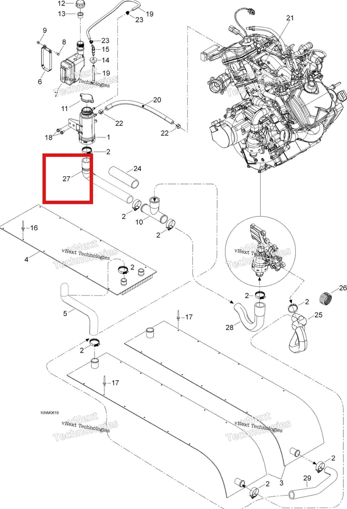 Деталь 605350713 (Шланг) на схеме узла 2006 Ski-Doo Expedition V-1000 Cooling System