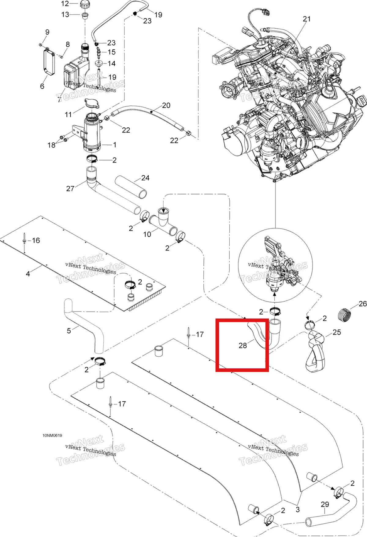 Деталь 605350714 (Шланг) на схеме узла 2006 Ski-Doo Expedition V-1000 Cooling System