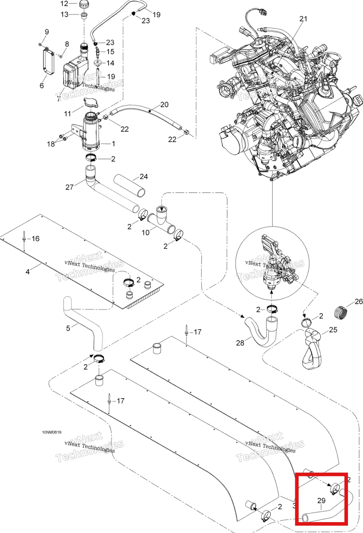 Деталь 605350715 (Шланг) на схеме узла 2006 Ski-Doo Expedition V-1000 Cooling System