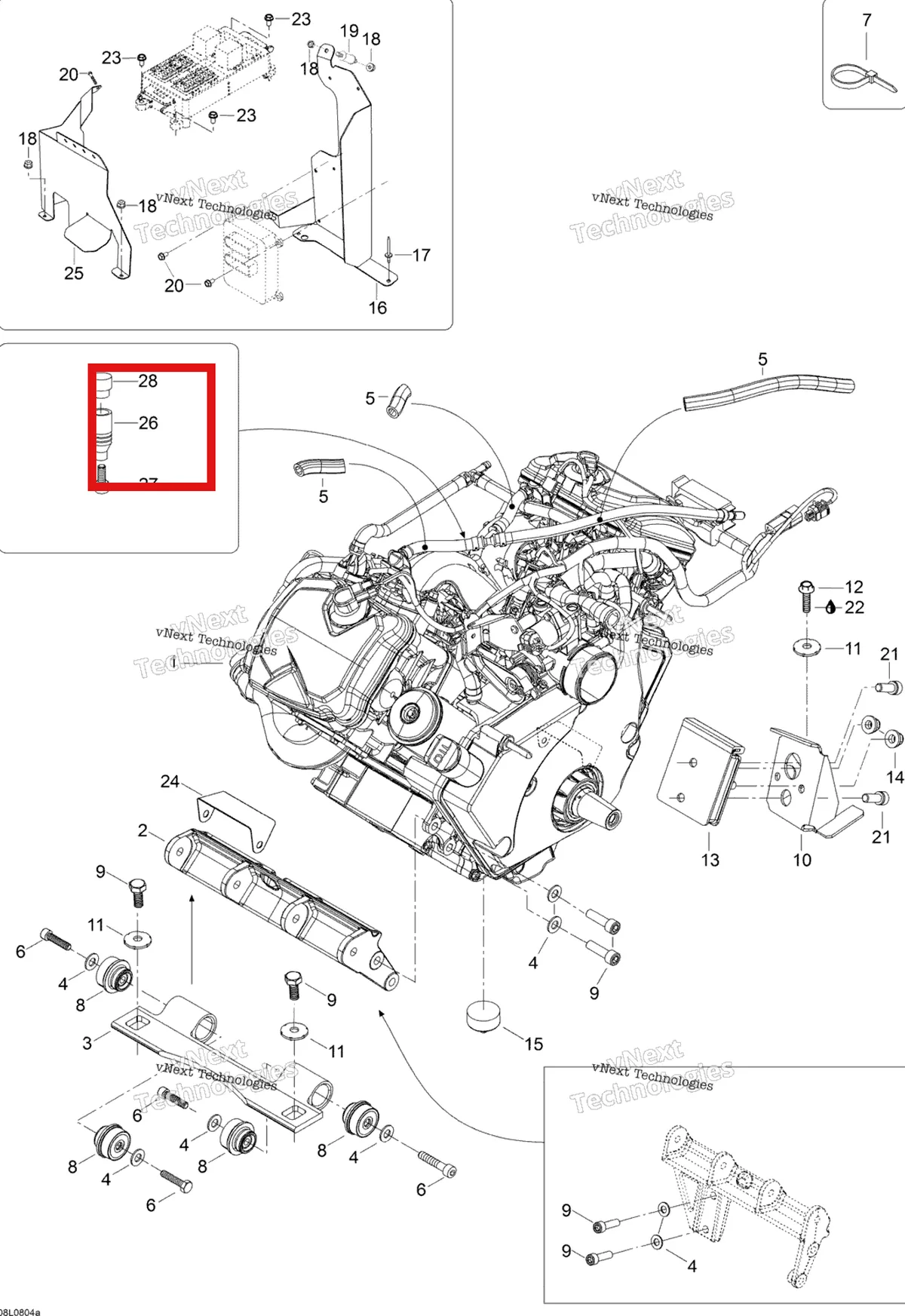 Деталь 605350745 (Суппорт) на схеме узла 2008 Ski-Doo Expedition V-1300 Engine And Engine Support