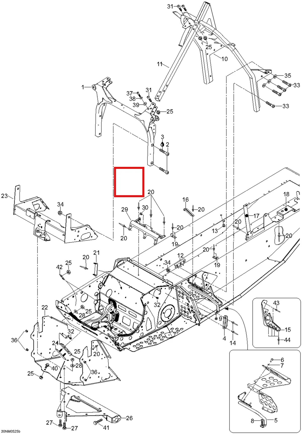 Деталь 605350830 (Пластина) на схеме узла 09- Frame And Components