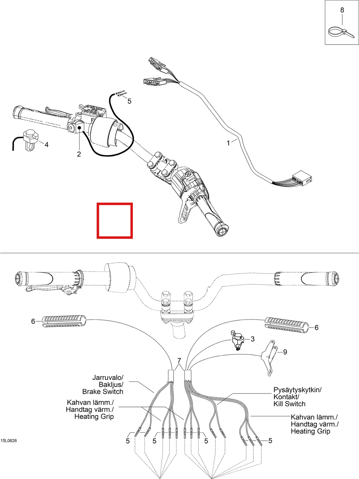 Деталь 605350897 (Деталь Start-knob) на схеме узла 10- Steering Harness
