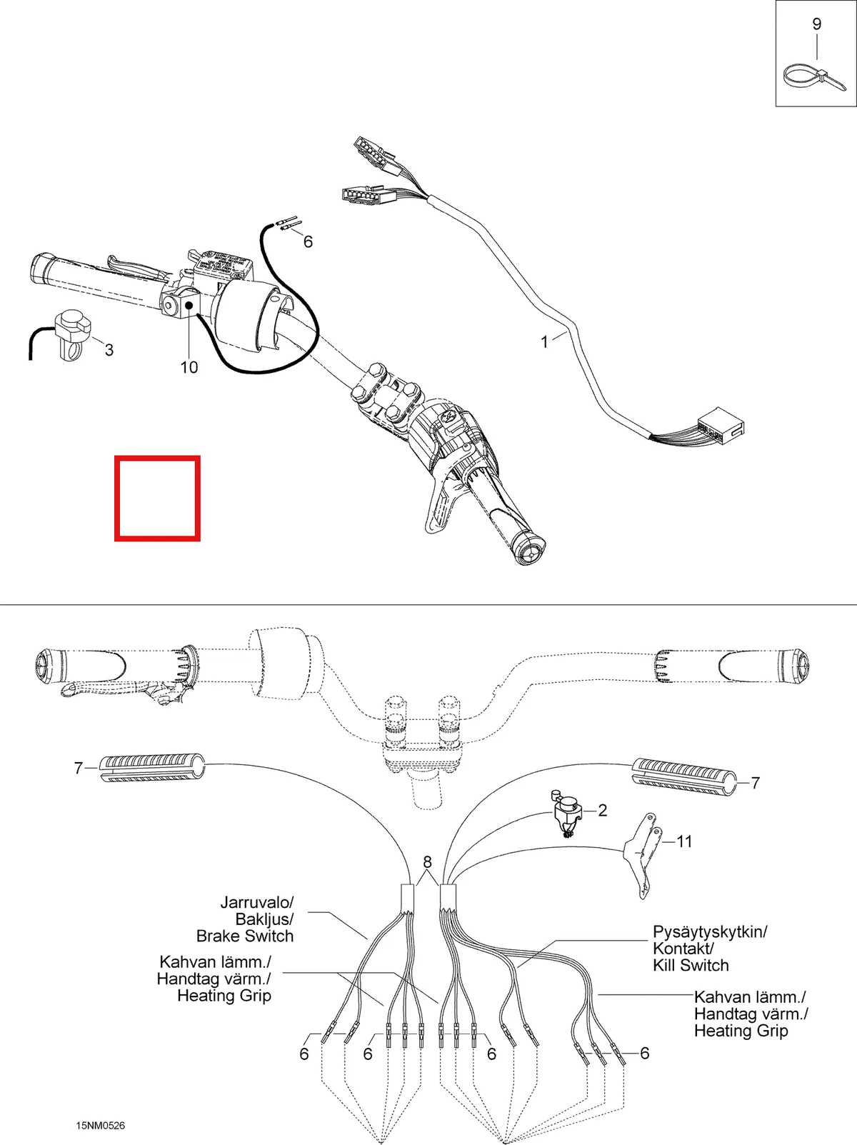 Деталь 605350898 (Деталь Light Switch) на схеме узла 10- Steering Harness
