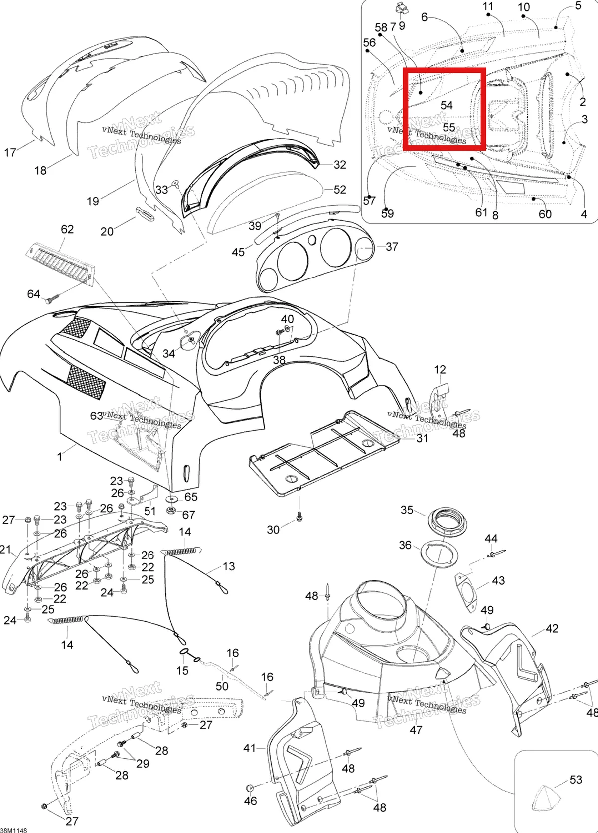 Деталь 605350912 (Деталь Isolation Center Lh) на схеме узла 2011 Ski-Doo Skandic WT 550F YetiII Hood