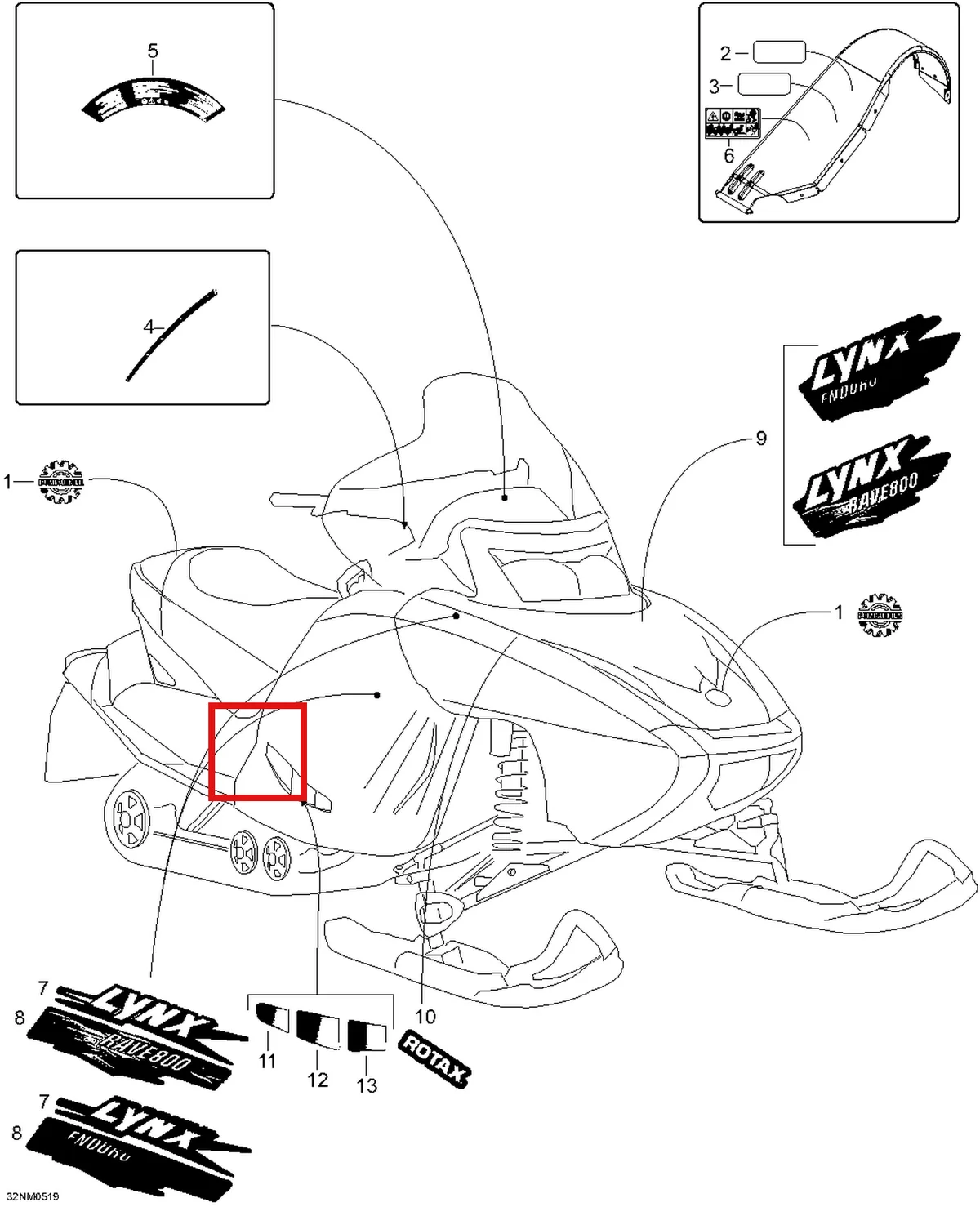 Деталь 605351104 (Деталь R.h. Hood Decal, Lower) на схеме узла 09- Decals
