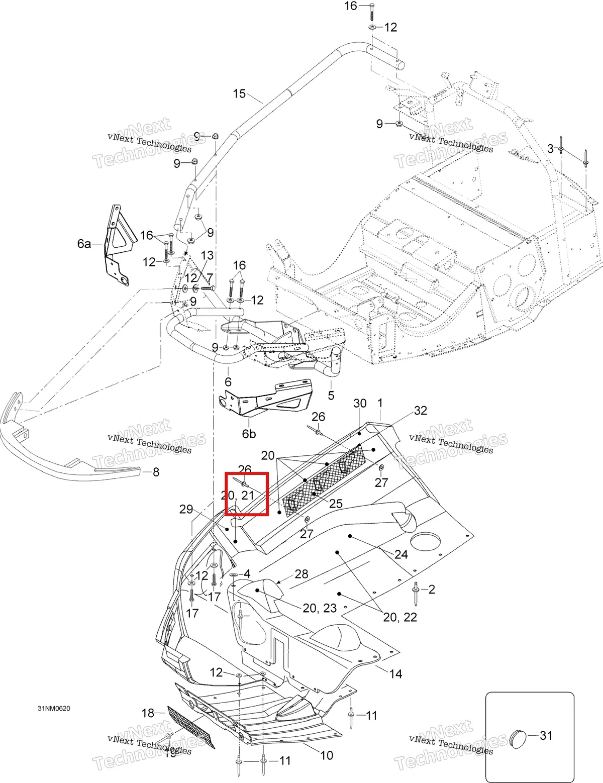 Деталь 605351212 (Светоотражающие Лист) на схеме узла 2006 Ski-Doo Expedition 600 H.O. SDI Bottom Pan