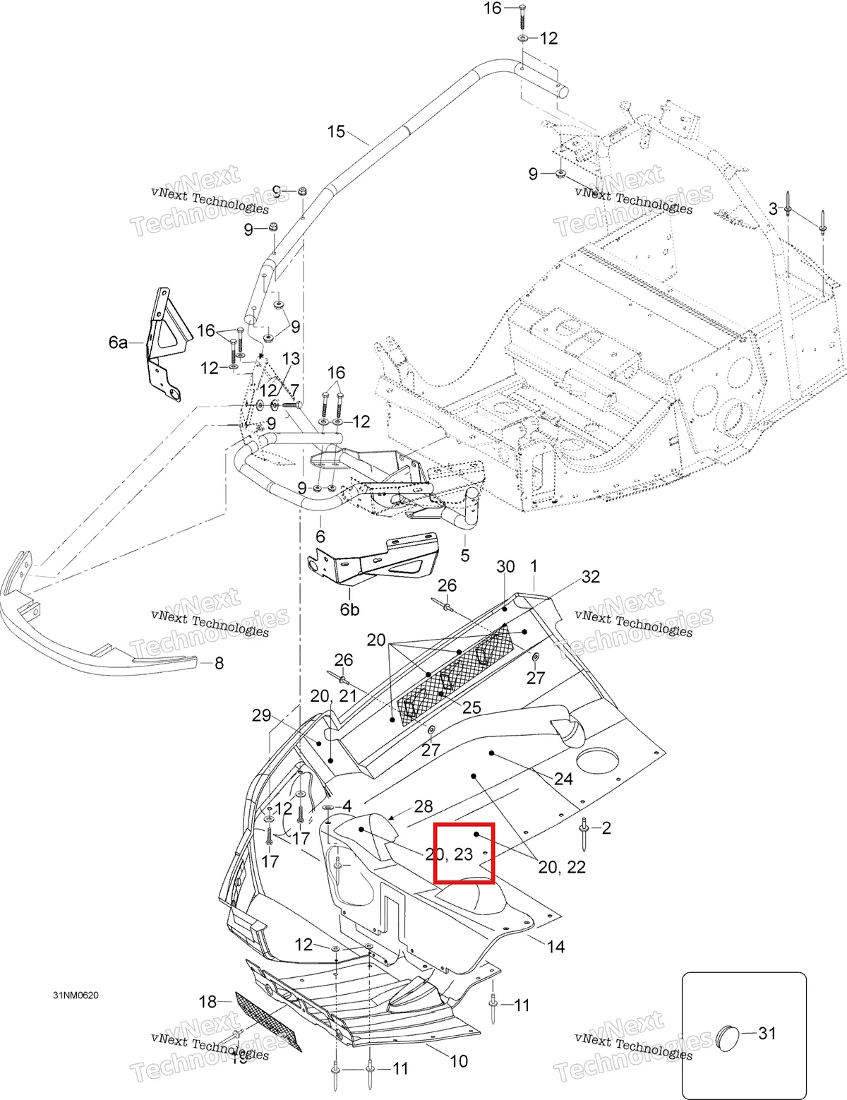Деталь 605351214 (Светоотражающие Лист) на схеме узла 2006 Ski-Doo Expedition 600 H.O. SDI Bottom Pan