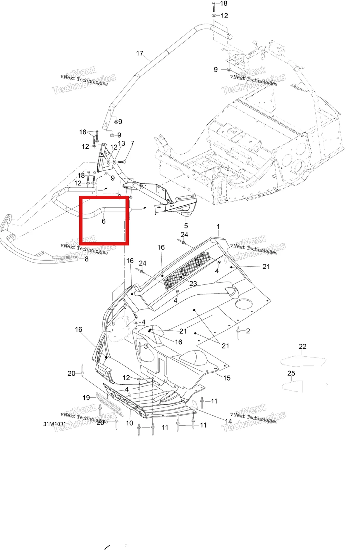 Деталь 605351509 (Деталь Bumper Support) на схеме узла 2010 Ski-Doo Skandic SUV 550F Bottom Pan