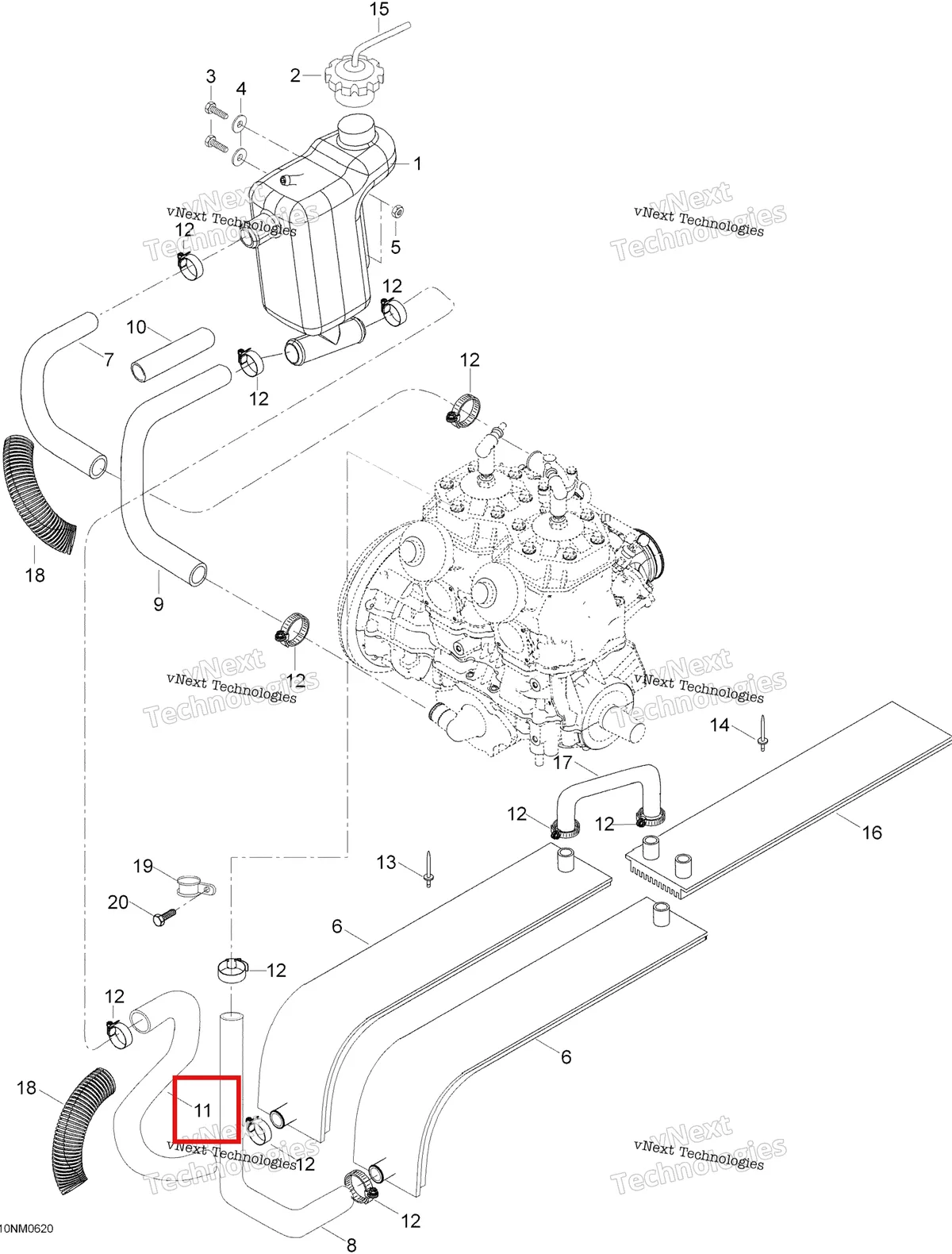 Деталь 605351617 на схеме узла 2006 Ski-Doo Expedition 600 H.O. SDI Cooling System
