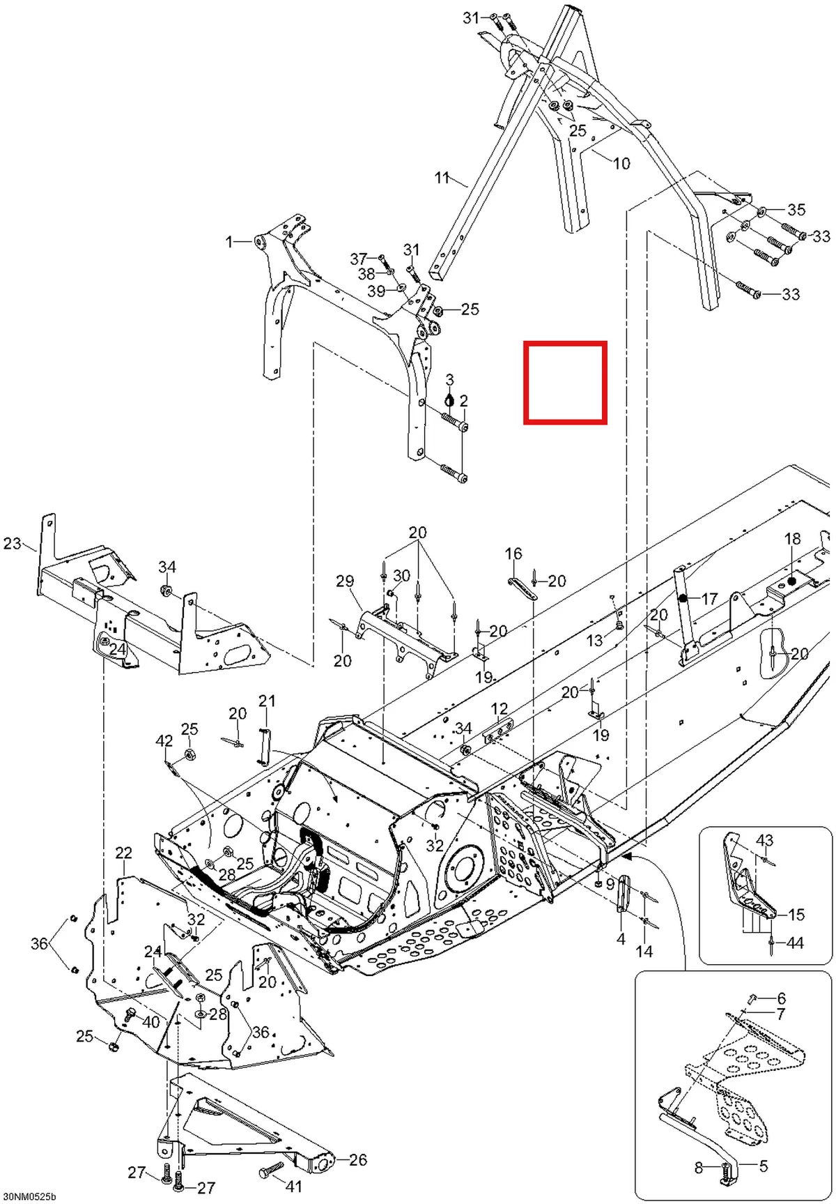 Деталь 605351792 (Деталь R.h. Seat Bracket) на схеме узла 09- Frame And Components