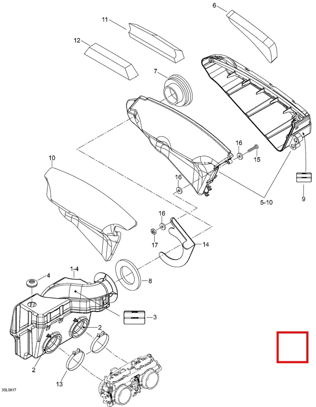 Деталь 605351817 (Держатель) на схеме узла 02- Air Silencer